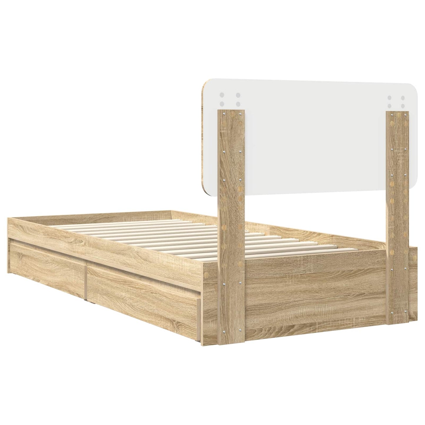 Opslag bed met hoofdeinde Sonoma Eiken 90 x 190 cm Bewerkt hout is nu te koop bij PeponiXL, paradijselijk wonen!