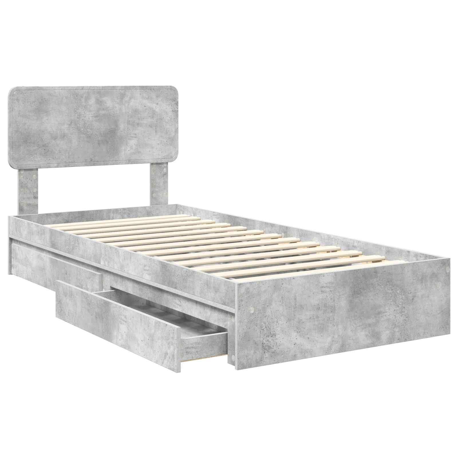 Opslag bed met hoofdeinde Beton Grijs 90 x 190 cm Bewerkt hout is nu te koop bij PeponiXL, paradijselijk wonen!