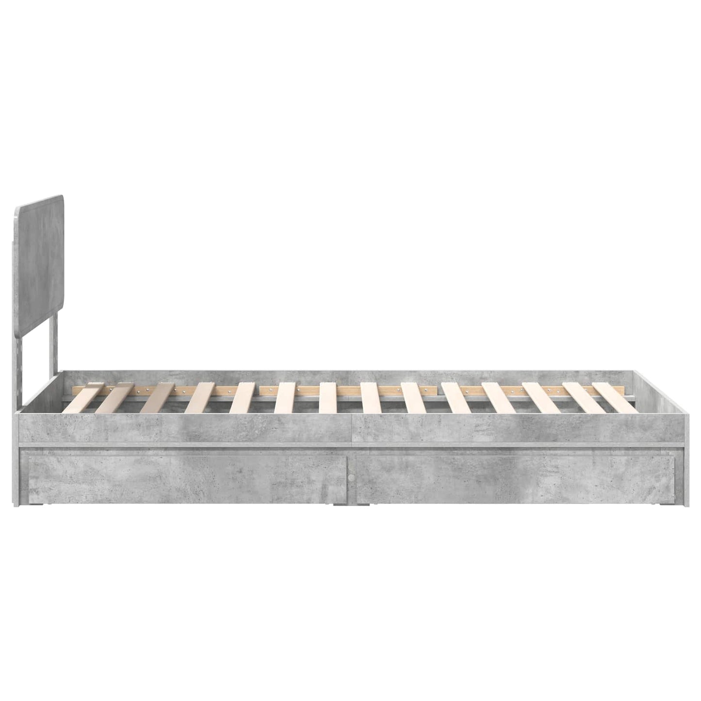 Opslag bed met hoofdeinde Beton Grijs 90 x 190 cm Bewerkt hout is nu te koop bij PeponiXL, paradijselijk wonen!