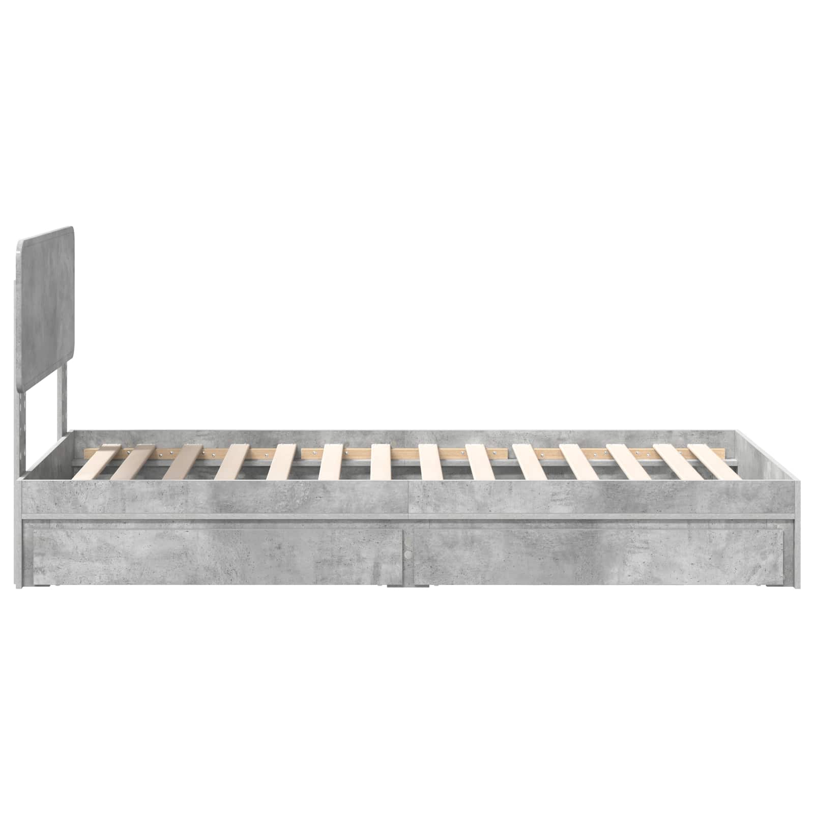 Opslag bed met hoofdeinde Beton Grijs 90 x 190 cm Bewerkt hout is nu te koop bij PeponiXL, paradijselijk wonen!