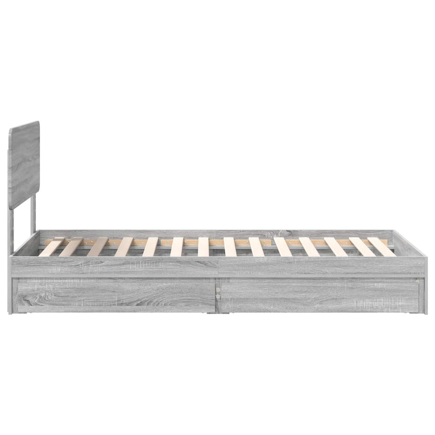Opslag bed met hoofdeinde Grijs Sonoma 90 x 190 cm Bewerkt hout is nu te koop bij PeponiXL, paradijselijk wonen!