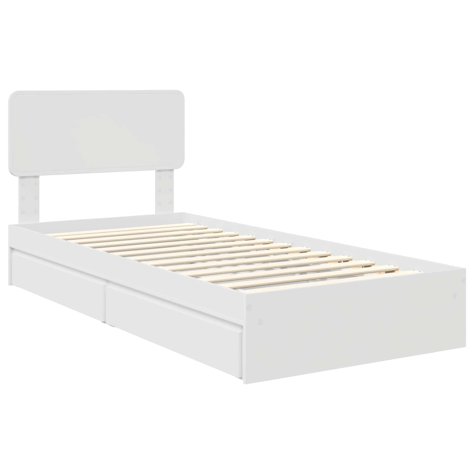 Opslag bed met hoofdeinde met lade Wit 75 x 190 cm Bewerkt hout is nu te koop bij PeponiXL, paradijselijk wonen!