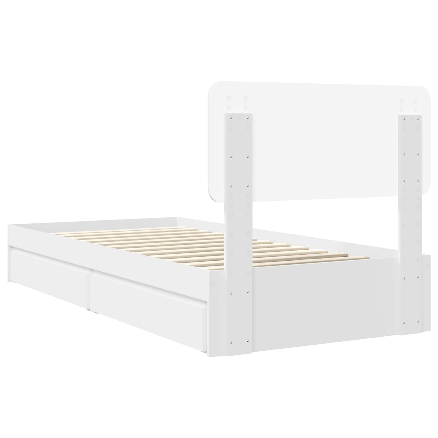 Opslag bed met hoofdeinde met lade Wit 75 x 190 cm Bewerkt hout is nu te koop bij PeponiXL, paradijselijk wonen!