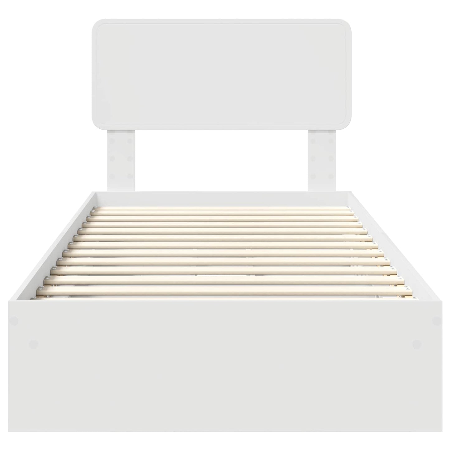 Opslag bed met hoofdeinde met lade Wit 75 x 190 cm Bewerkt hout is nu te koop bij PeponiXL, paradijselijk wonen!