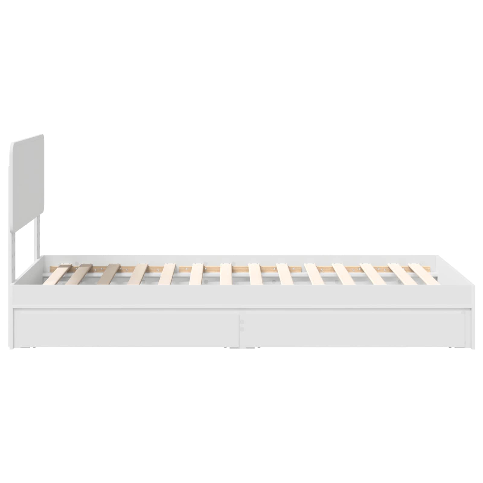 Opslag bed met hoofdeinde met lade Wit 75 x 190 cm Bewerkt hout is nu te koop bij PeponiXL, paradijselijk wonen!