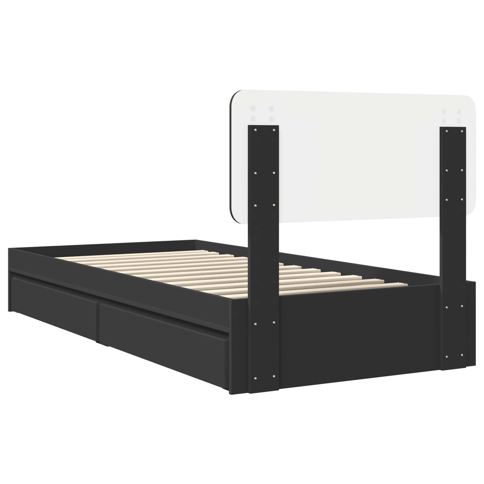 Opslag bed met hoofdeinde Zwart 75 x 190 cm Bewerkt hout is nu te koop bij PeponiXL, paradijselijk wonen!