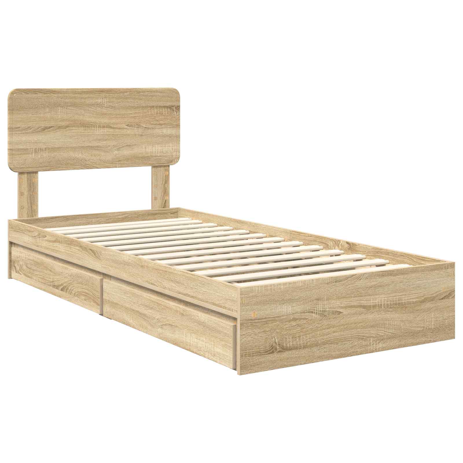 Opslag bed met hoofdeinde Sonoma Eiken 75 x 190 cm Bewerkt hout is nu te koop bij PeponiXL, paradijselijk wonen!