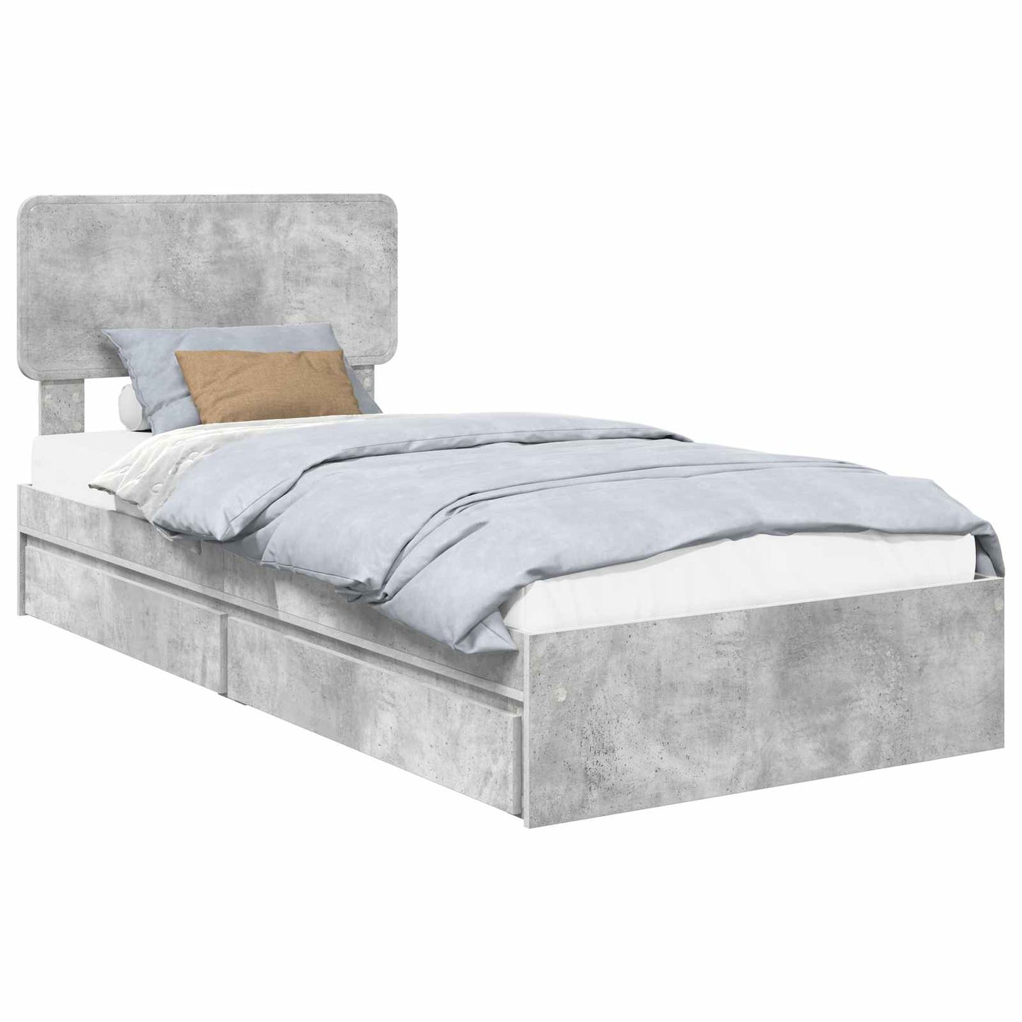 Opslag bed met hoofdeinde Beton Grijs 70 x 190 cm Bewerkt hout is nu te koop bij PeponiXL, paradijselijk wonen!