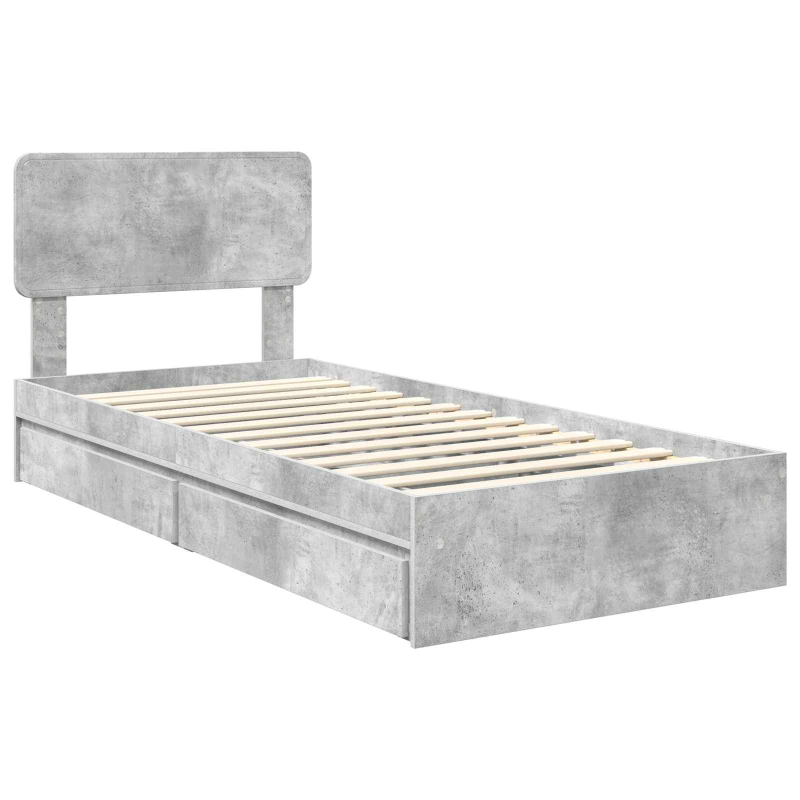 Opslag bed met hoofdeinde Beton Grijs 70 x 190 cm Bewerkt hout is nu te koop bij PeponiXL, paradijselijk wonen!