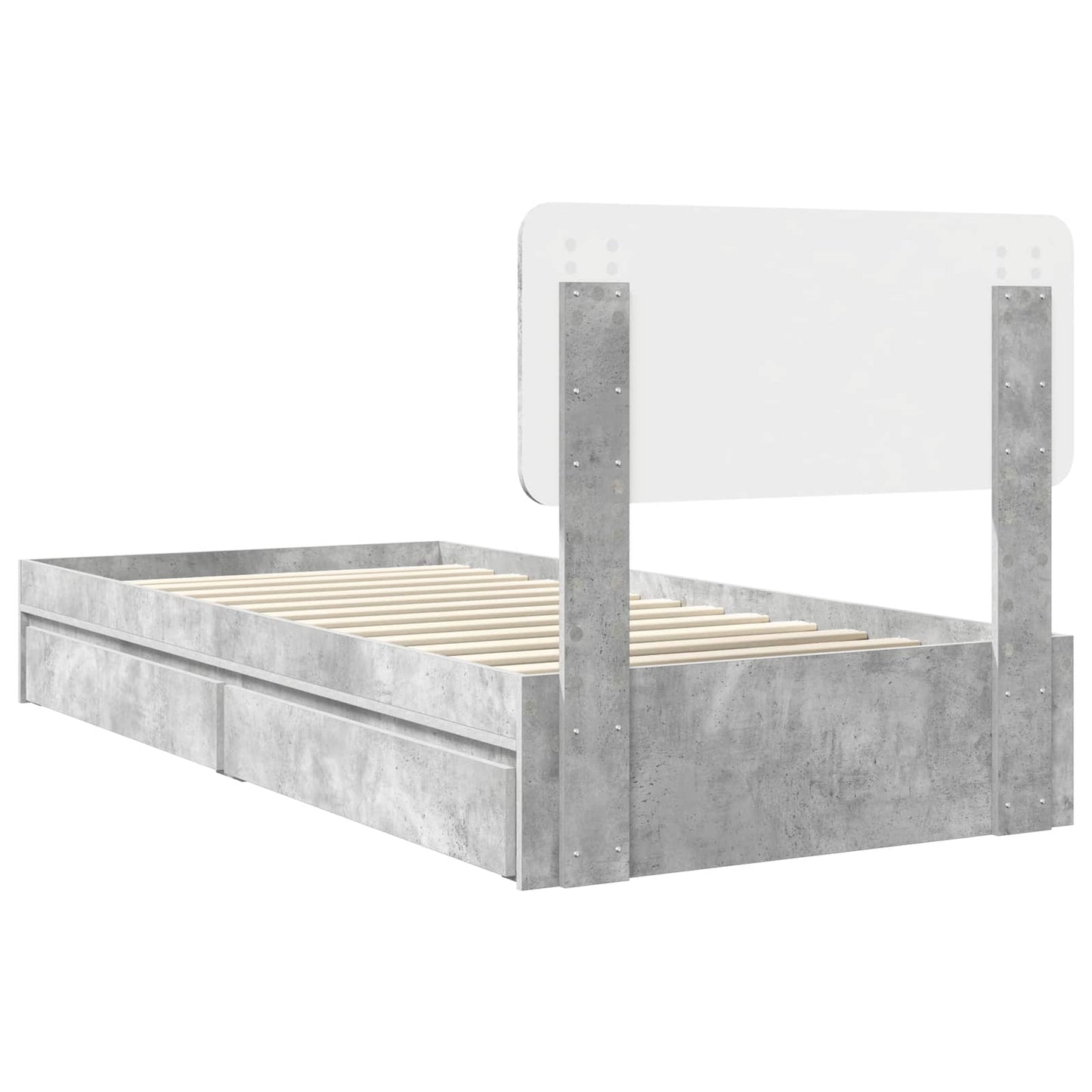 Opslag bed met hoofdeinde Beton Grijs 70 x 190 cm Bewerkt hout is nu te koop bij PeponiXL, paradijselijk wonen!