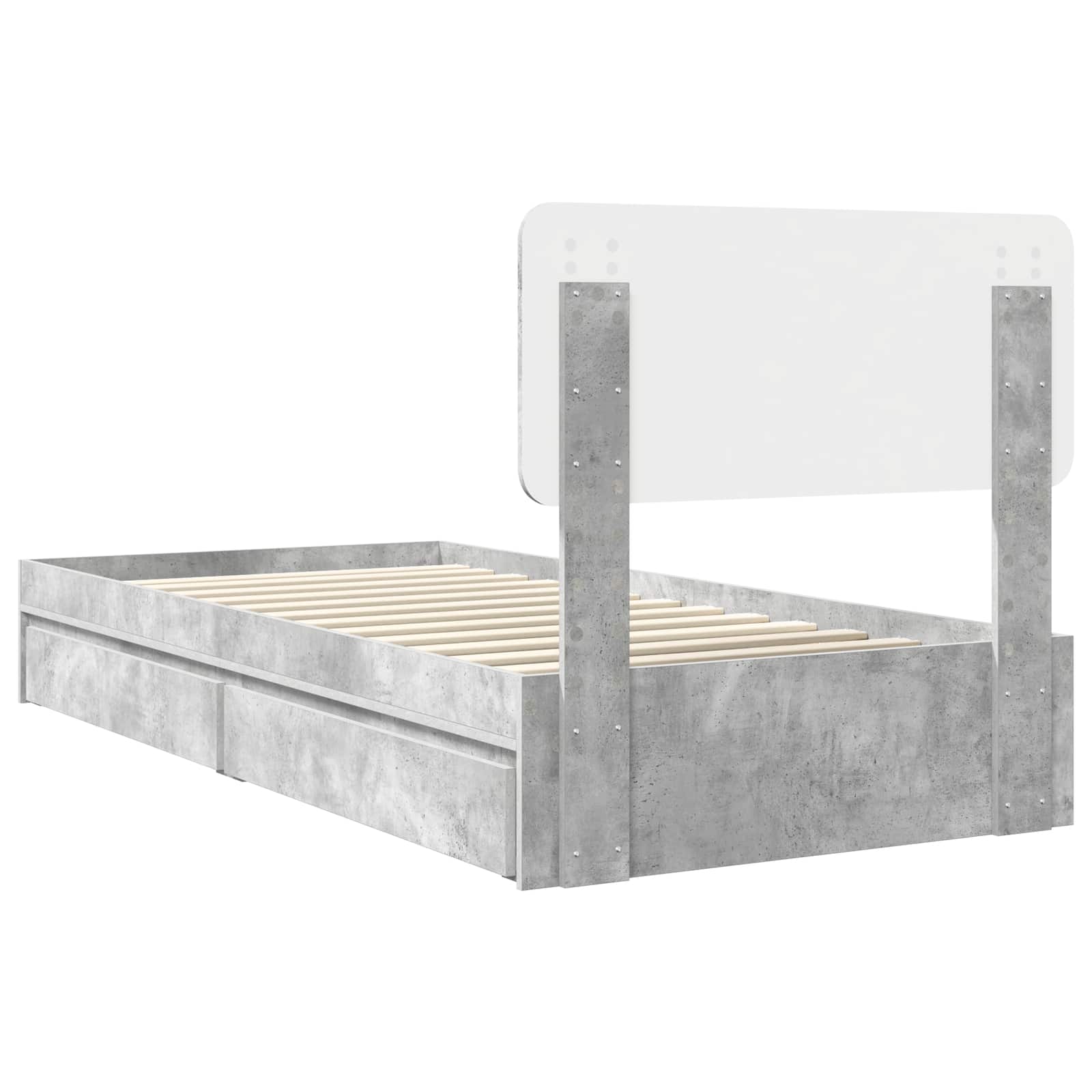 Opslag bed met hoofdeinde Beton Grijs 70 x 190 cm Bewerkt hout is nu te koop bij PeponiXL, paradijselijk wonen!