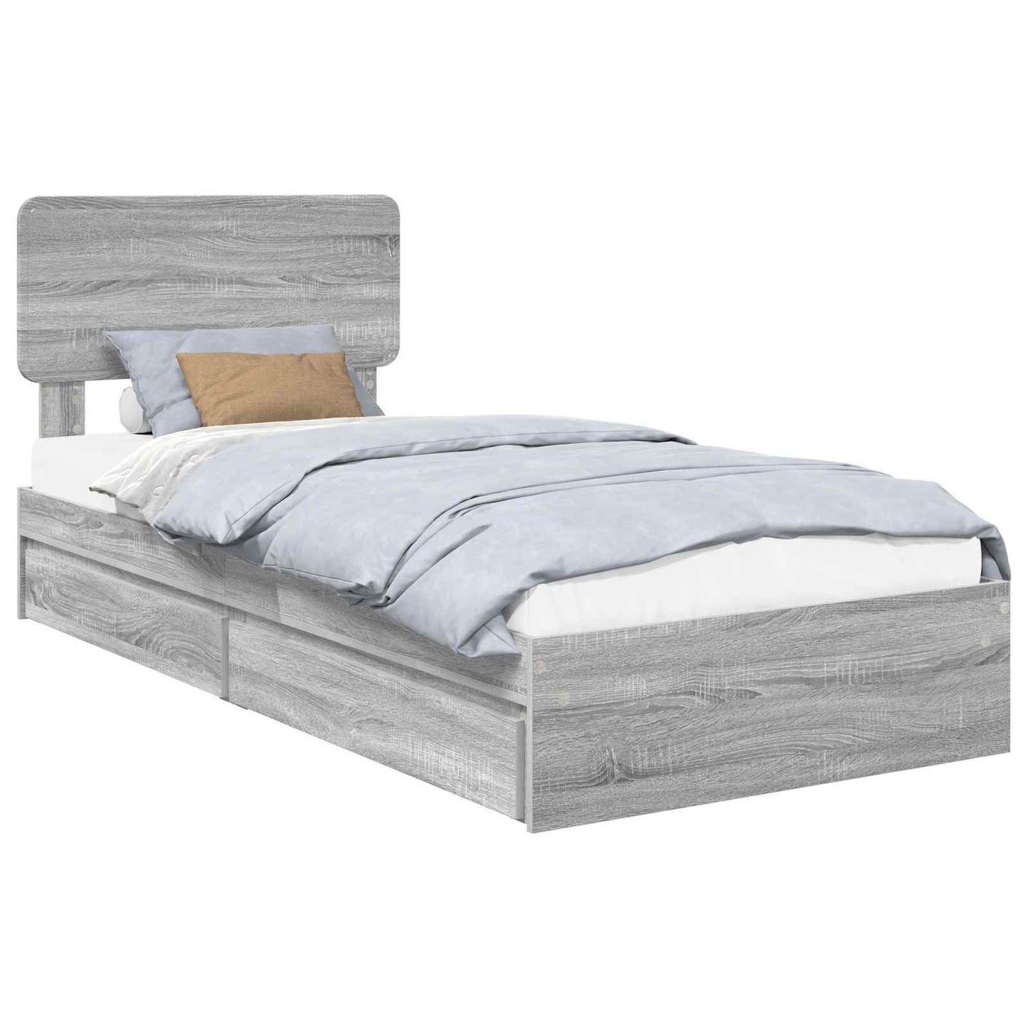 Opslag bed met hoofdeinde Grijs Sonoma 75 x 190 cm Bewerkt hout is nu te koop bij PeponiXL, paradijselijk wonen!