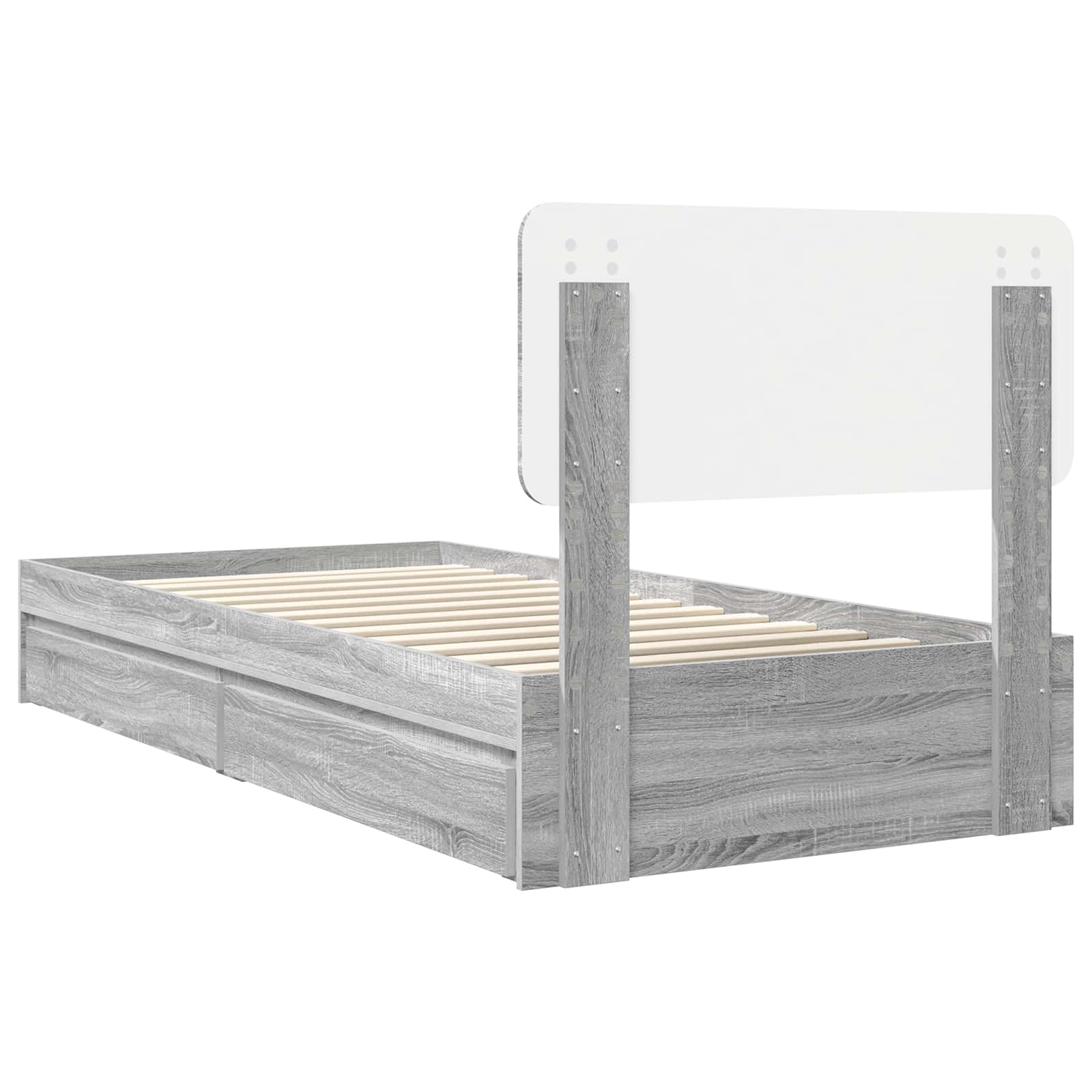 Opslag bed met hoofdeinde Grijs Sonoma 75 x 190 cm Bewerkt hout is nu te koop bij PeponiXL, paradijselijk wonen!