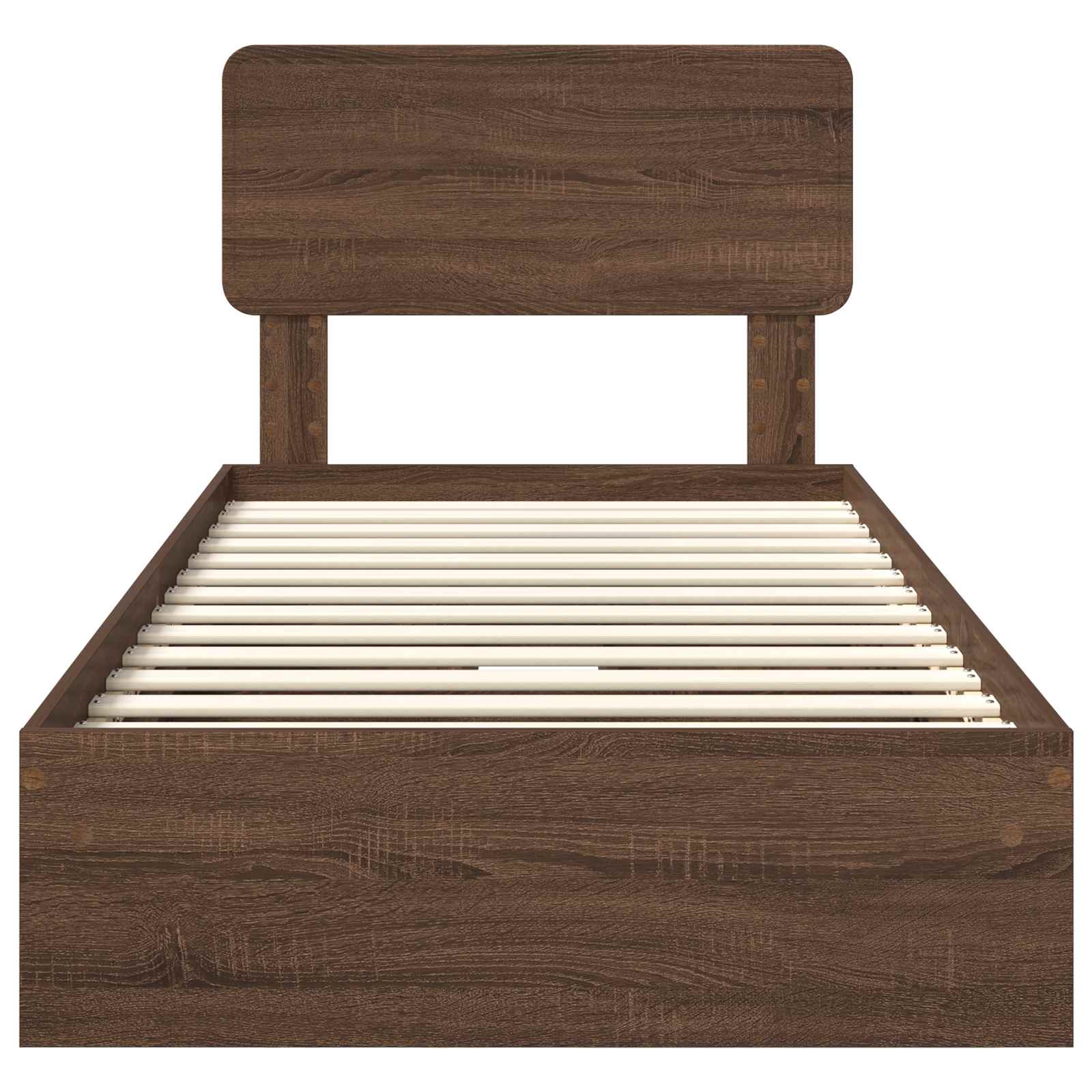 Opslag bed met hoofdeinde Bruin Eiken 75 x 190 cm Bewerkt hout is nu te koop bij PeponiXL, paradijselijk wonen!