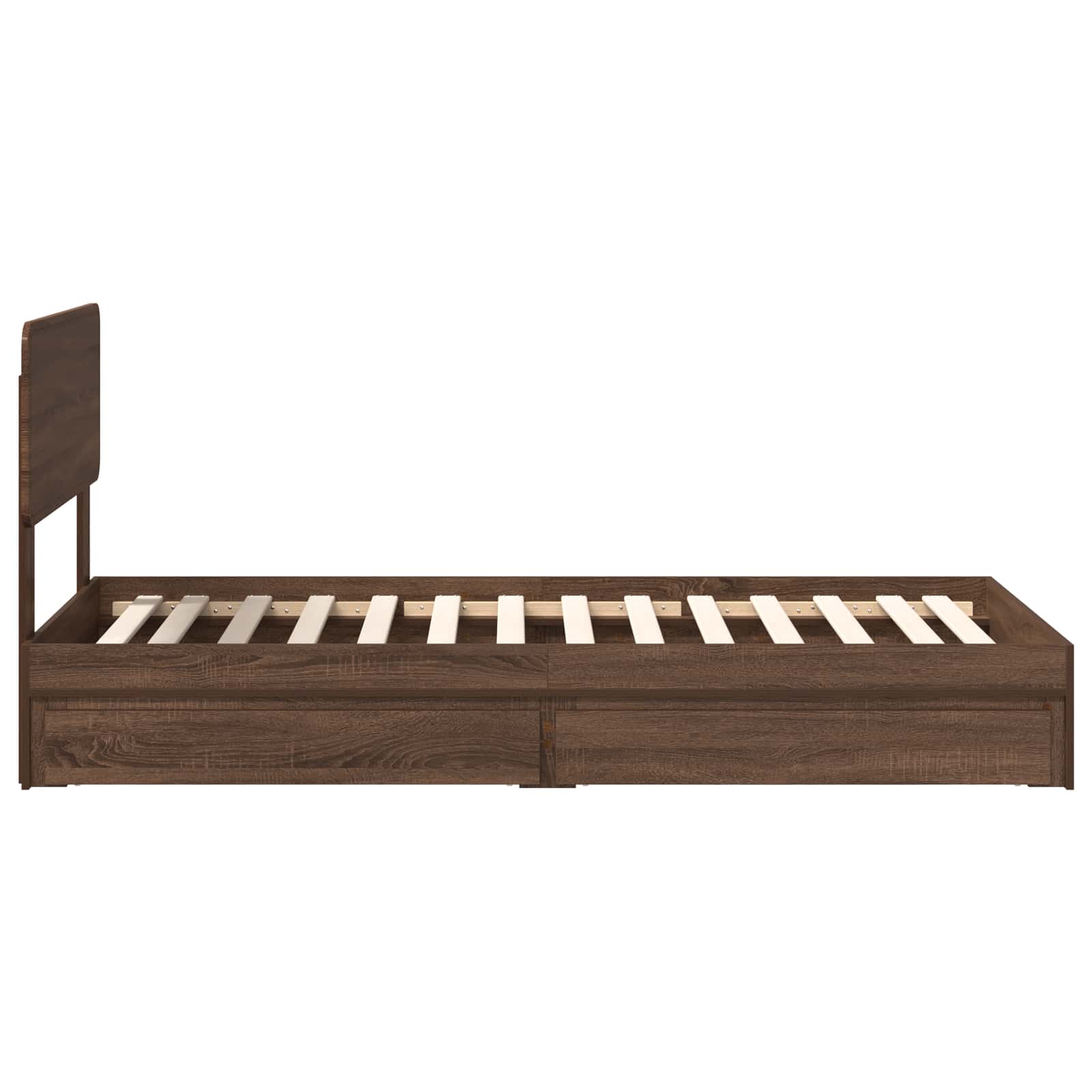 Opslag bed met hoofdeinde Bruin Eiken 75 x 190 cm Bewerkt hout is nu te koop bij PeponiXL, paradijselijk wonen!
