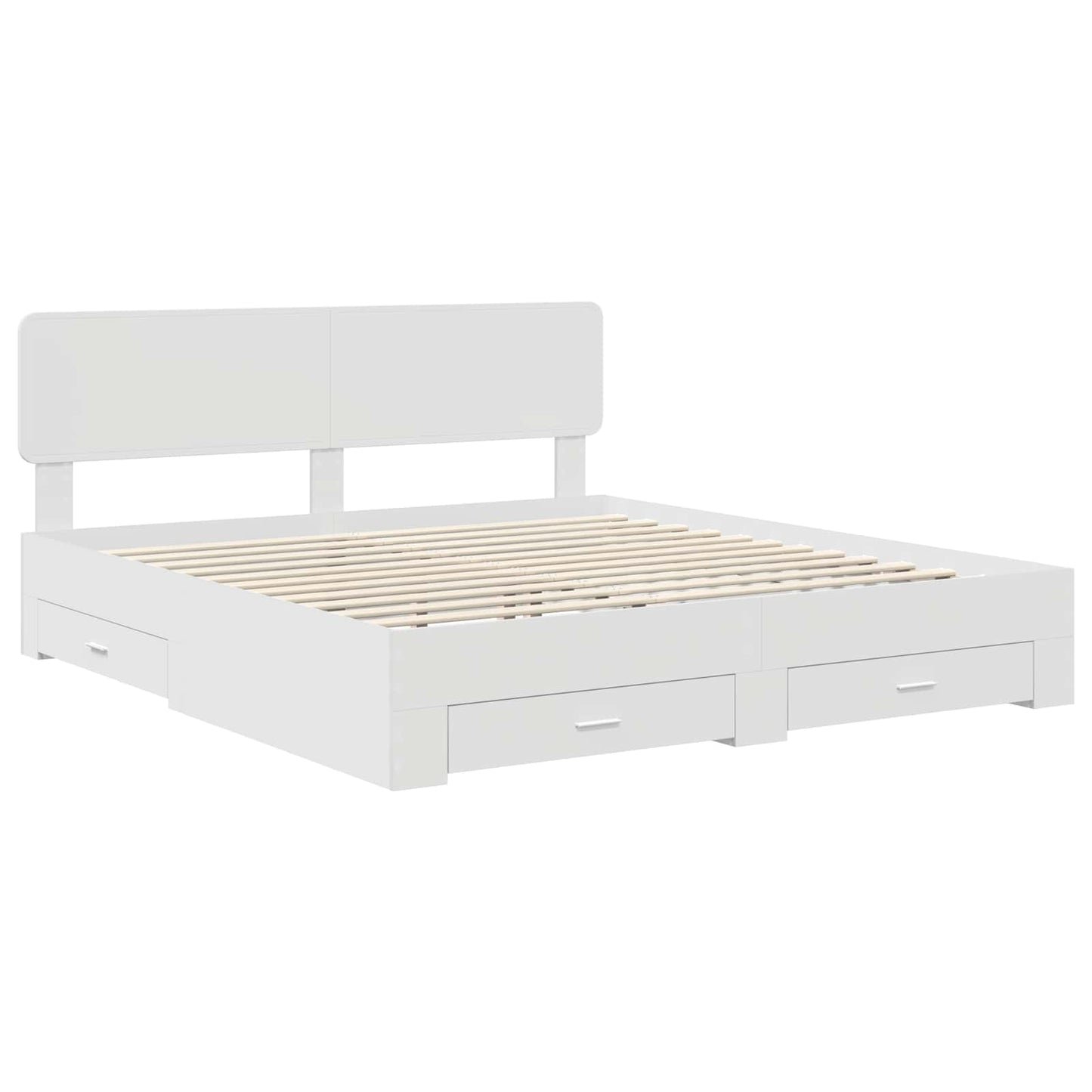 Bedframe met hoofdeinde met lade Wit 200 x 200 cm Bewerkt hout is nu te koop bij PeponiXL, paradijselijk wonen!