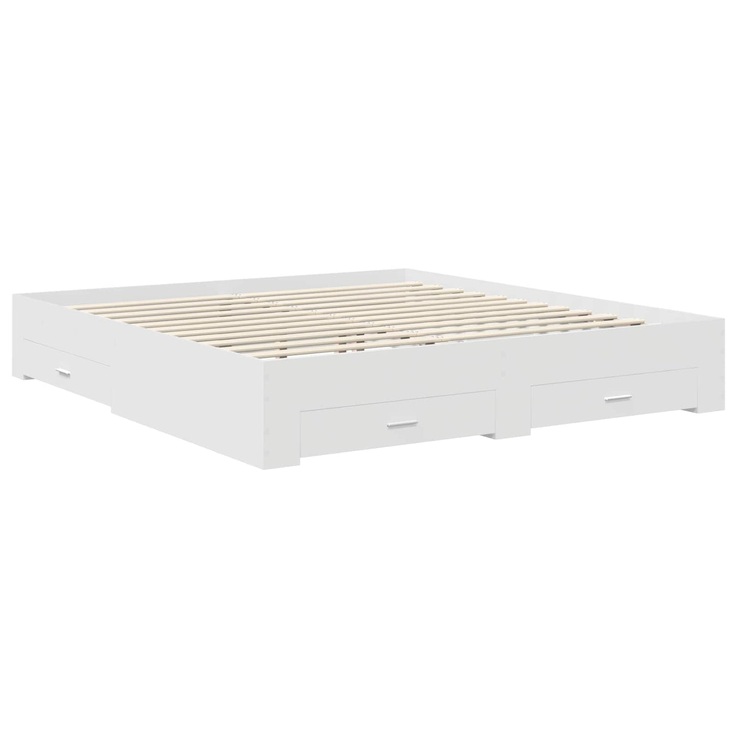 Bedframe met hoofdeinde met lade Wit 200 x 200 cm Bewerkt hout is nu te koop bij PeponiXL, paradijselijk wonen!