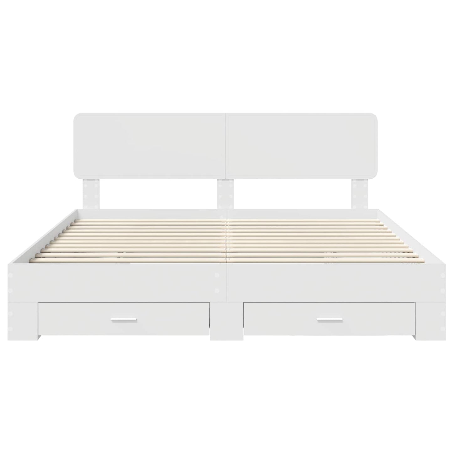 Bedframe met hoofdeinde met lade Wit 200 x 200 cm Bewerkt hout is nu te koop bij PeponiXL, paradijselijk wonen!