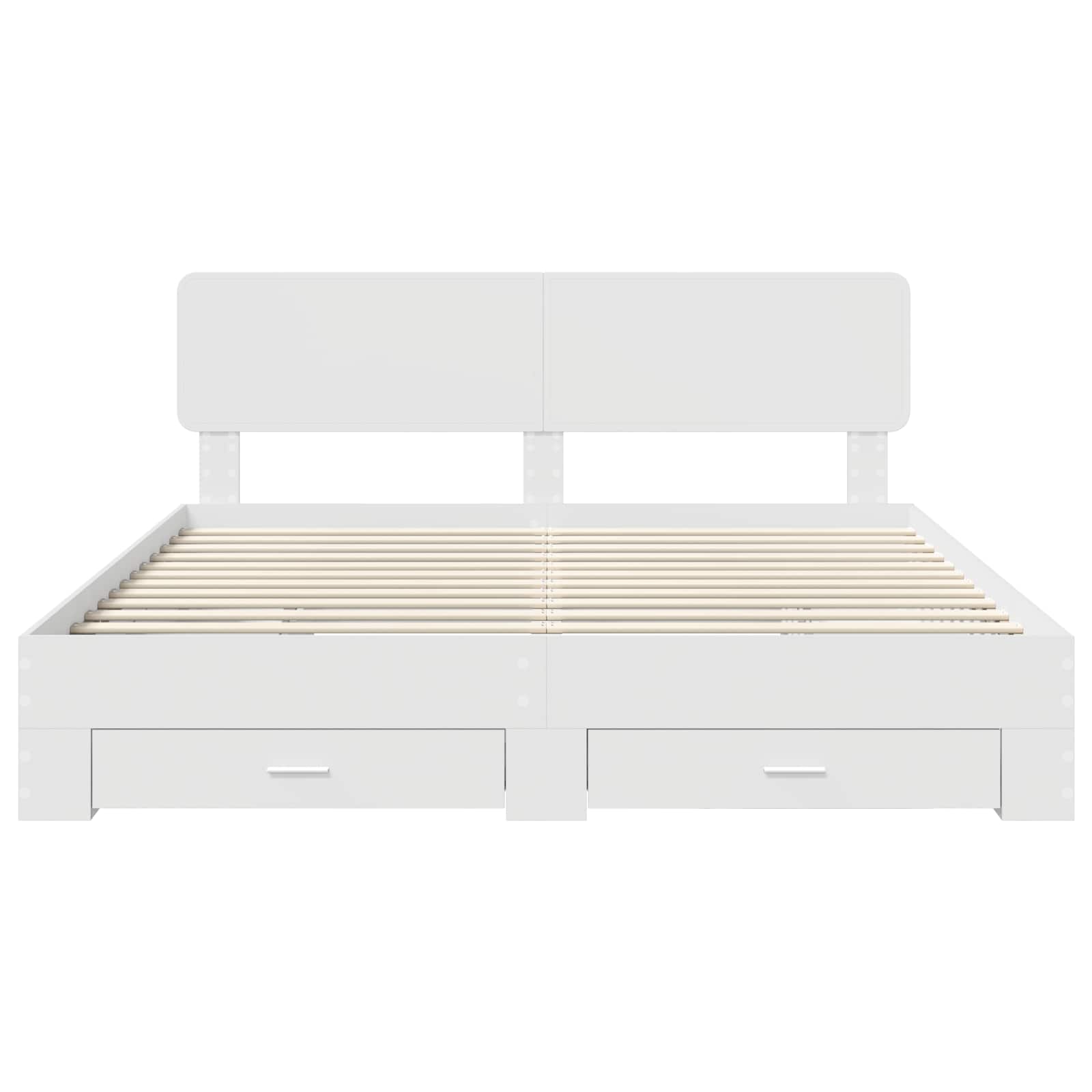 Bedframe met hoofdeinde met lade Wit 200 x 200 cm Bewerkt hout is nu te koop bij PeponiXL, paradijselijk wonen!