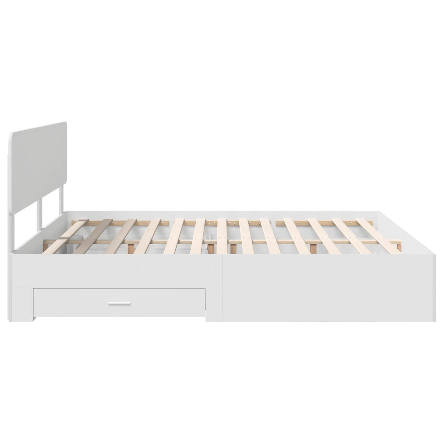 Bedframe met hoofdeinde met lade Wit 200 x 200 cm Bewerkt hout is nu te koop bij PeponiXL, paradijselijk wonen!