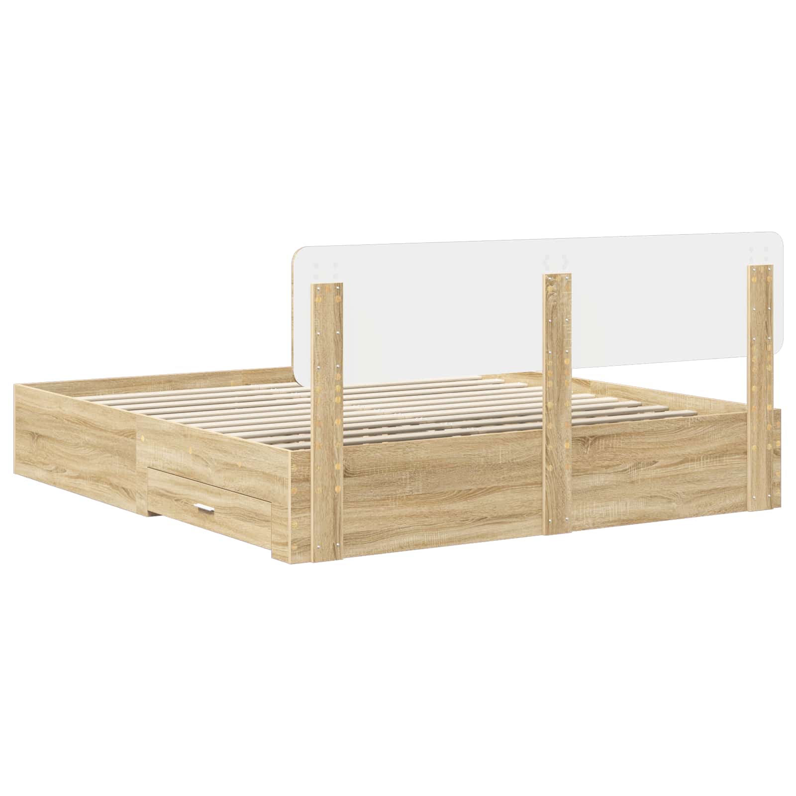 Bedframe met hoofdeinde Sonoma Eiken 200 x 200 cm Bewerkt hout is nu te koop bij PeponiXL, paradijselijk wonen!