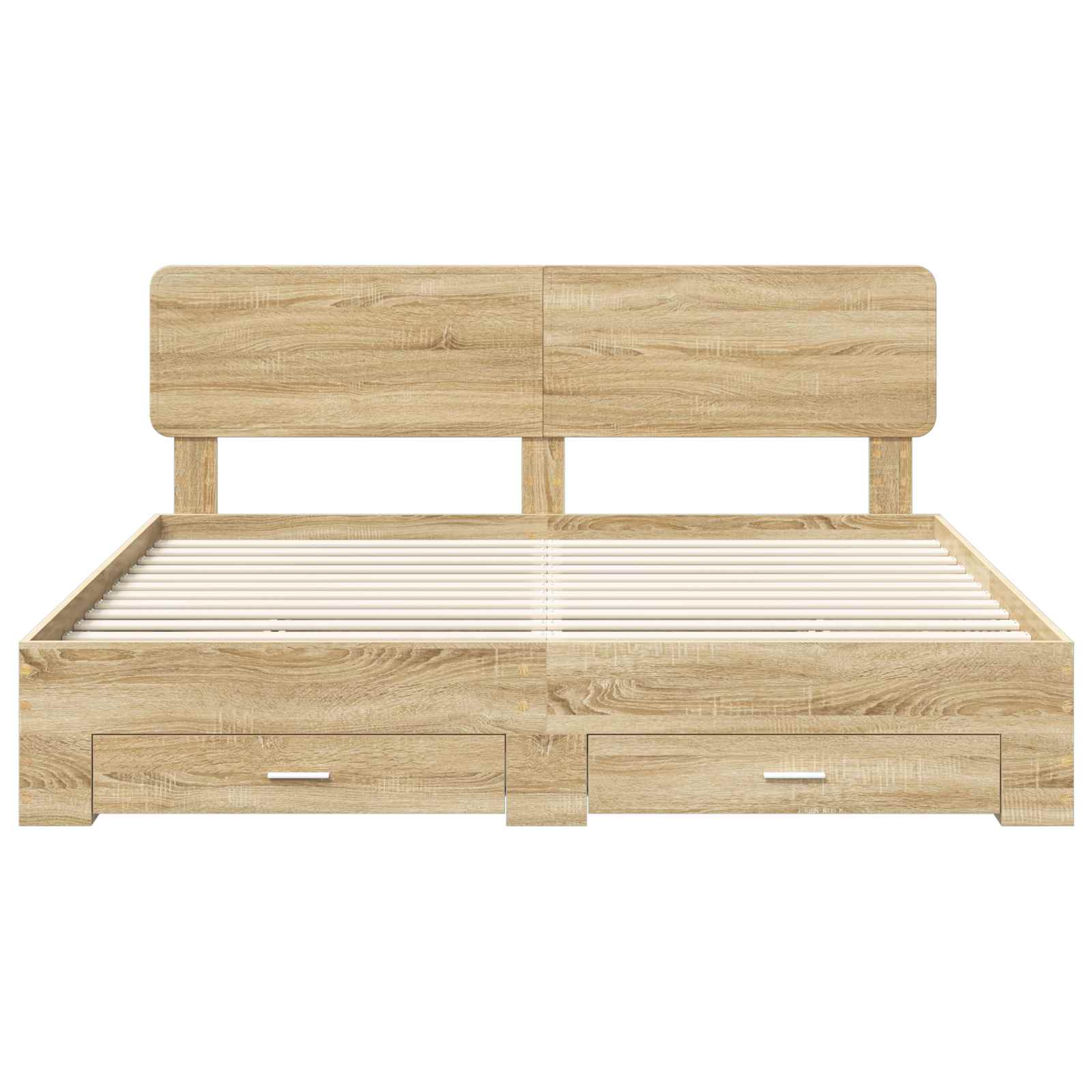 Bedframe met hoofdeinde Sonoma Eiken 200 x 200 cm Bewerkt hout is nu te koop bij PeponiXL, paradijselijk wonen!