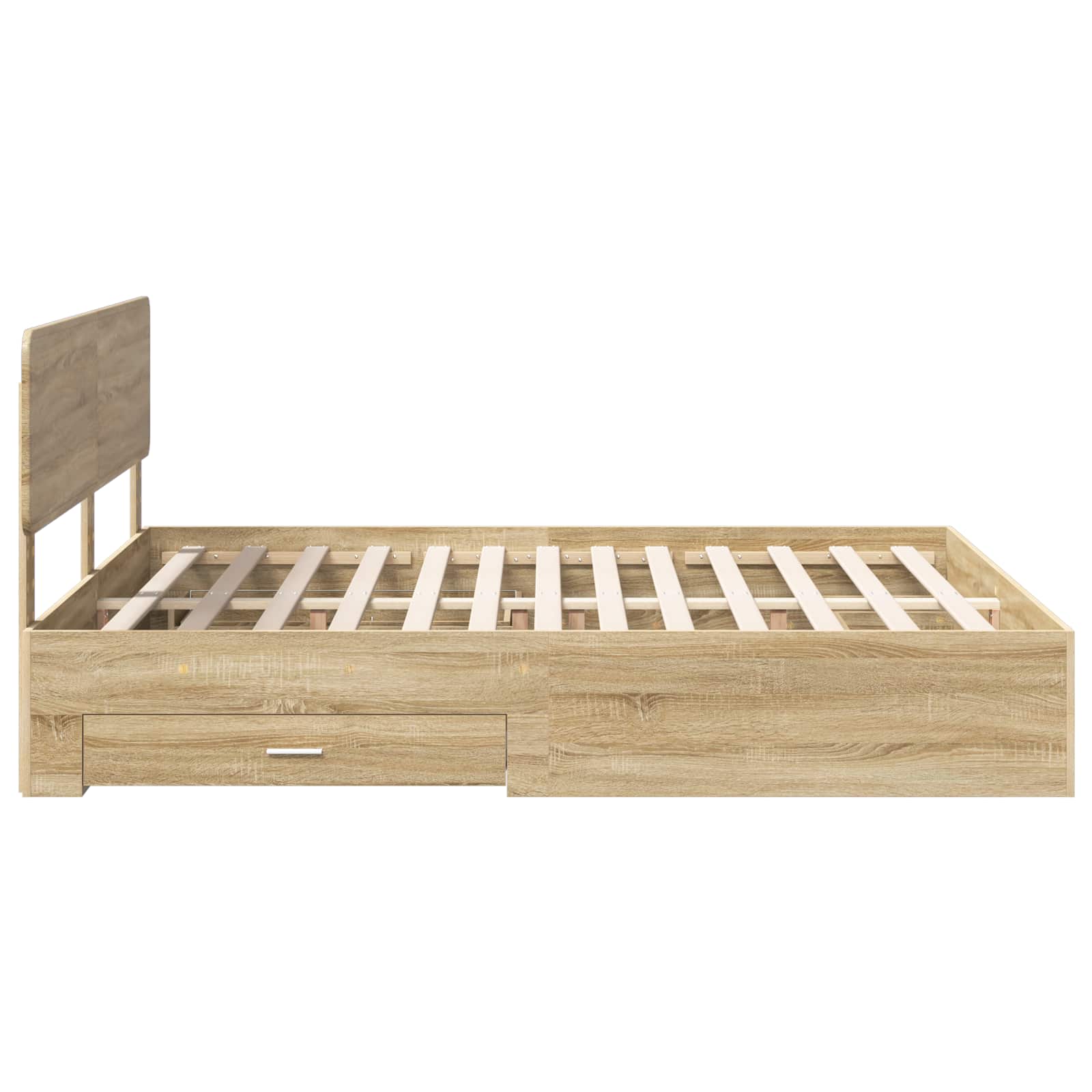 Bedframe met hoofdeinde Sonoma Eiken 200 x 200 cm Bewerkt hout is nu te koop bij PeponiXL, paradijselijk wonen!