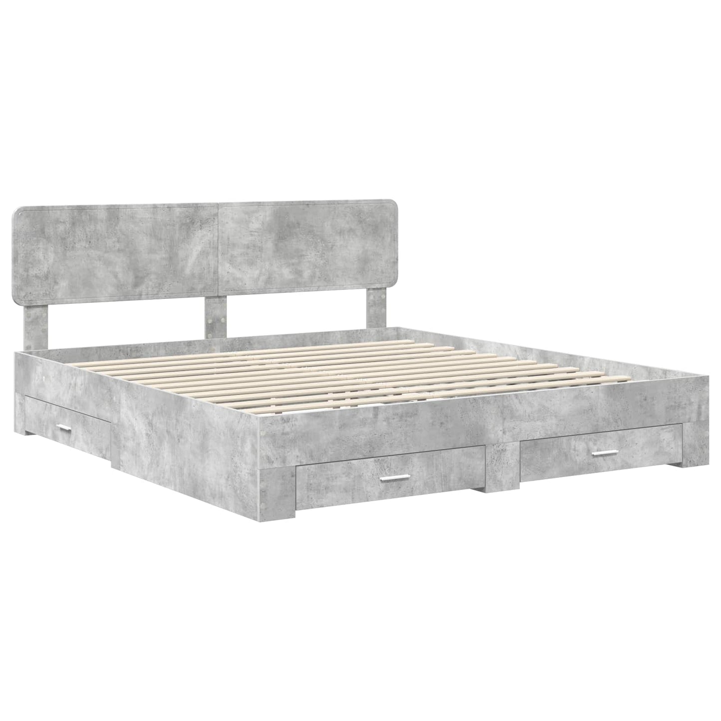 Bedframe met hoofdeinde Beton Grijs 200 x 200 cm Bewerkt hout is nu te koop bij PeponiXL, paradijselijk wonen!