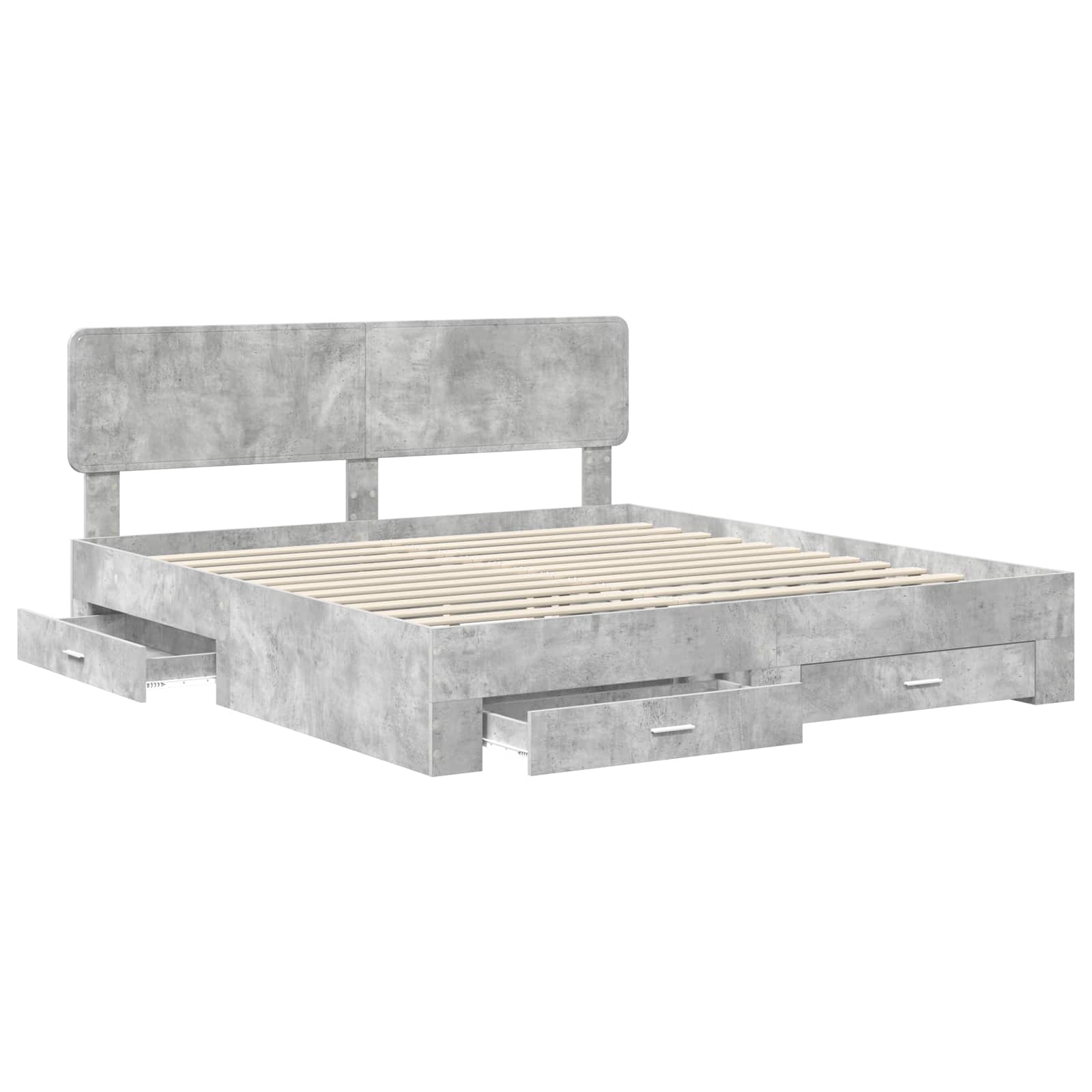 Bedframe met hoofdeinde Beton Grijs 200 x 200 cm Bewerkt hout is nu te koop bij PeponiXL, paradijselijk wonen!
