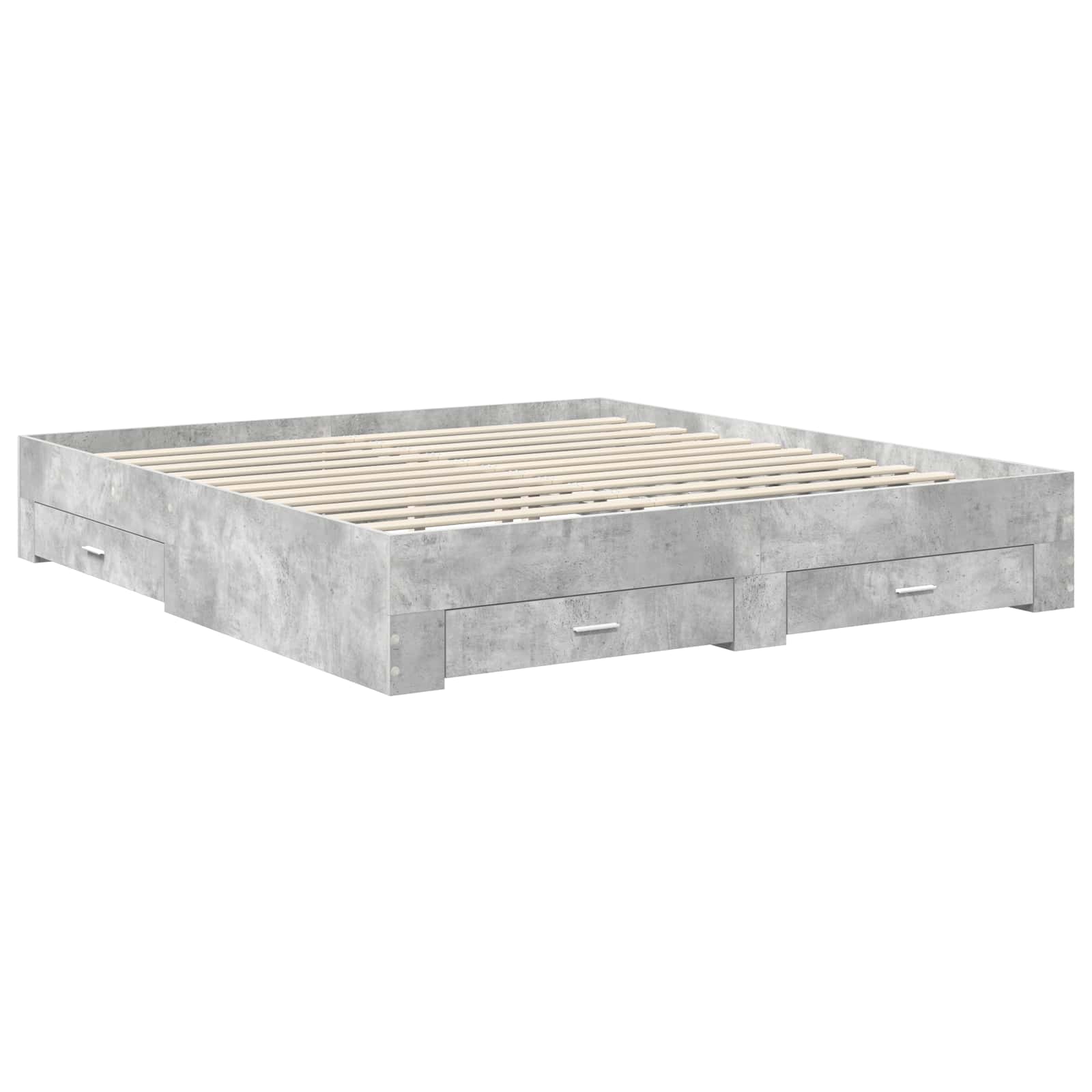 Bedframe met hoofdeinde Beton Grijs 200 x 200 cm Bewerkt hout is nu te koop bij PeponiXL, paradijselijk wonen!