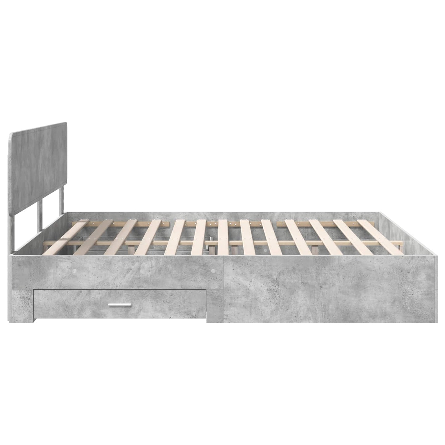 Bedframe met hoofdeinde Beton Grijs 200 x 200 cm Bewerkt hout is nu te koop bij PeponiXL, paradijselijk wonen!