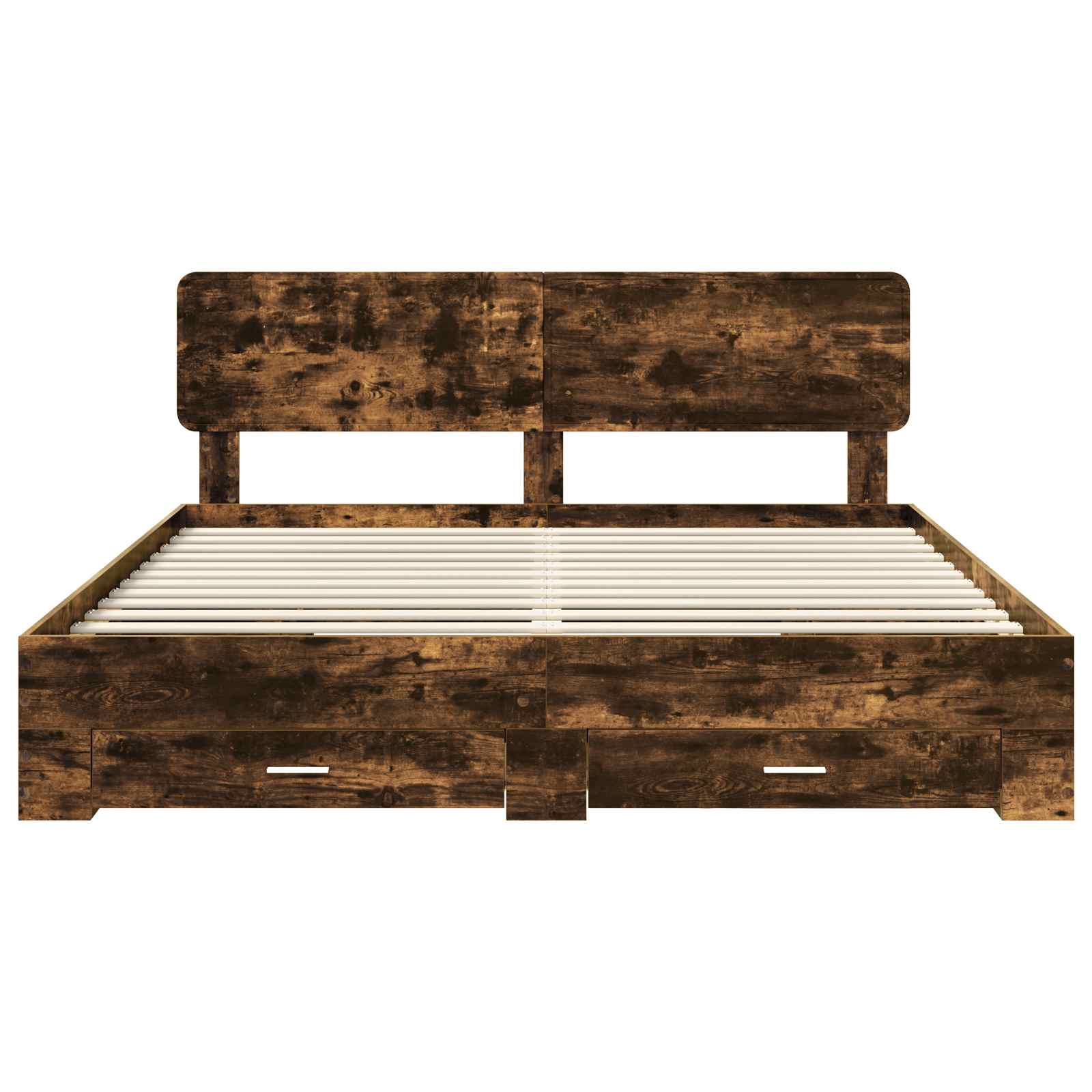 Bedframe met hoofdeinde Gerookt eiken 200 x 200 cm Bewerkt hout is nu te koop bij PeponiXL, paradijselijk wonen!