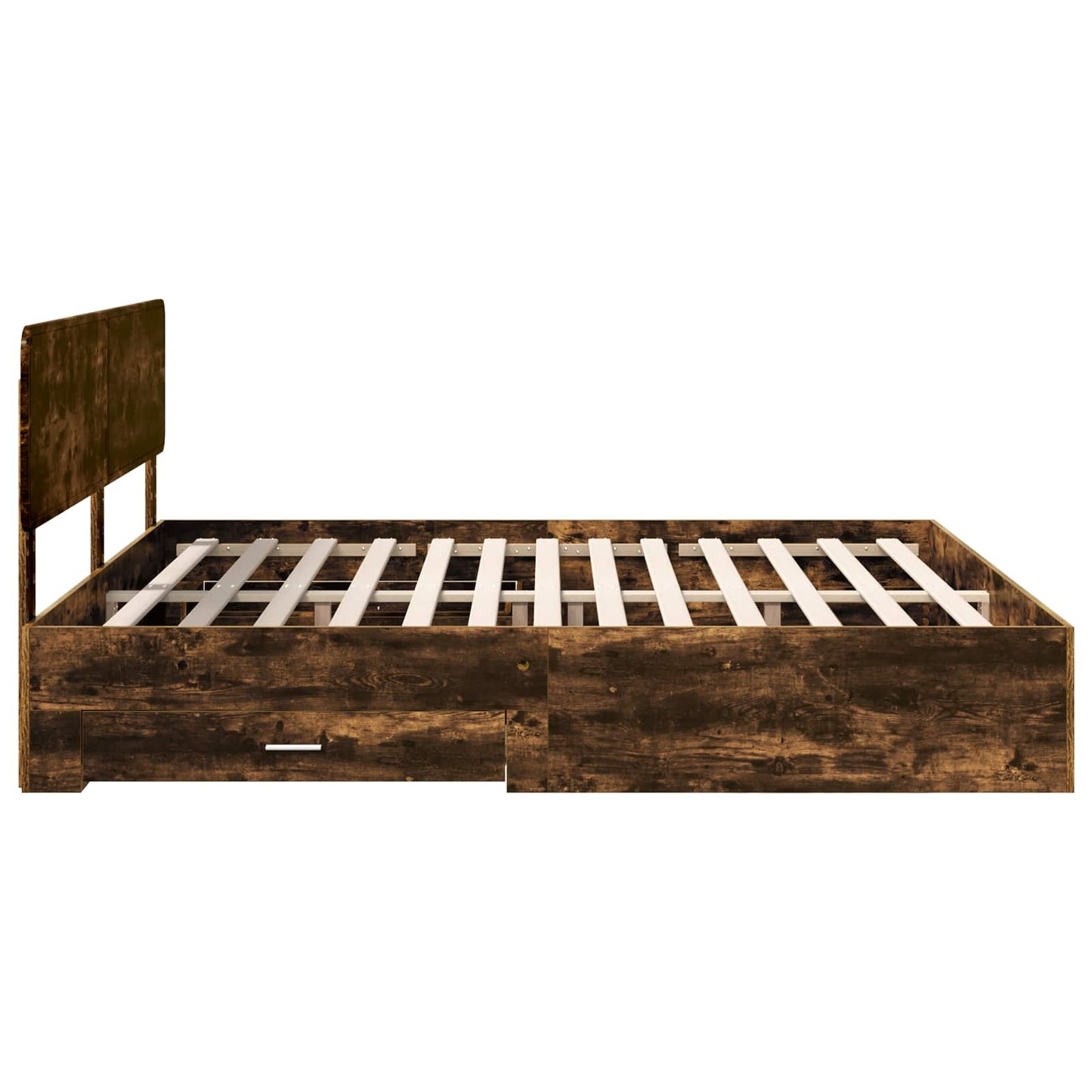 Bedframe met hoofdeinde Gerookt eiken 200 x 200 cm Bewerkt hout is nu te koop bij PeponiXL, paradijselijk wonen!