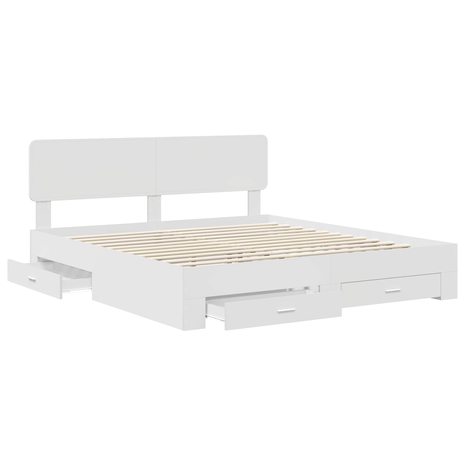 Bedframe met hoofdeinde met lade Wit 180 x 200 cm Bewerkt hout is nu te koop bij PeponiXL, paradijselijk wonen!