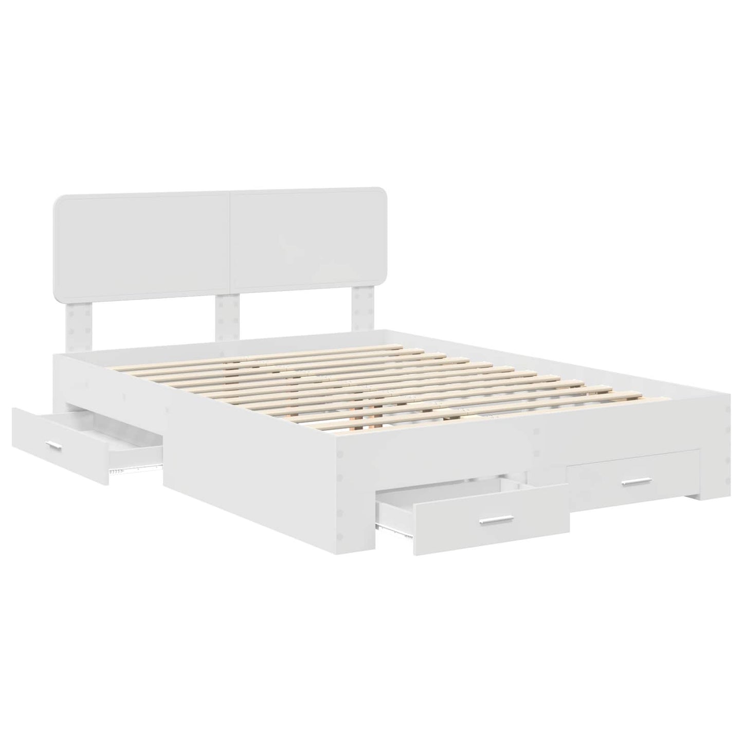 Bedframe met hoofdeinde met lade Wit 160 x 200 cm Bewerkt hout is nu te koop bij PeponiXL, paradijselijk wonen!