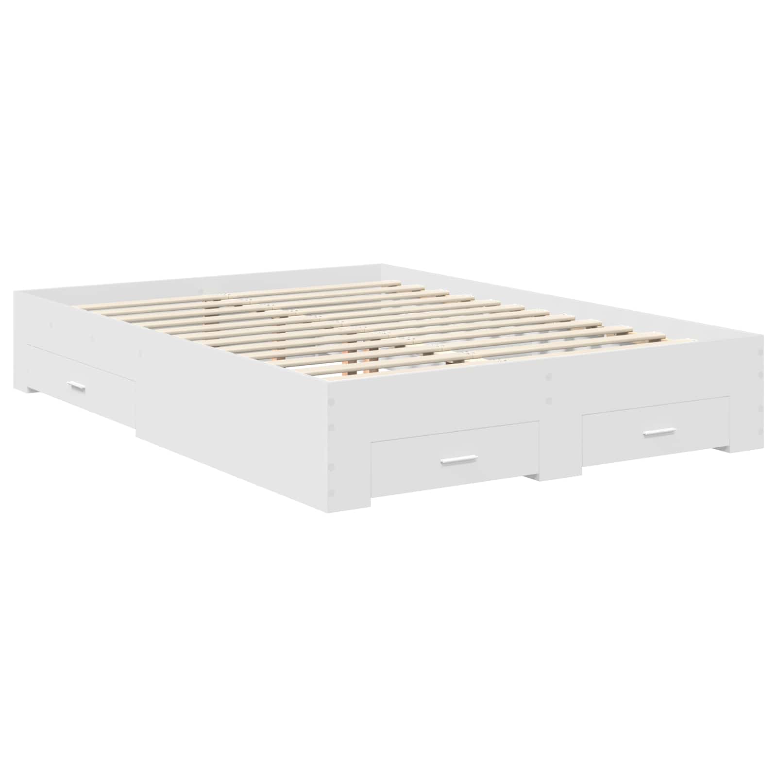 Bedframe met hoofdeinde met lade Wit 160 x 200 cm Bewerkt hout is nu te koop bij PeponiXL, paradijselijk wonen!