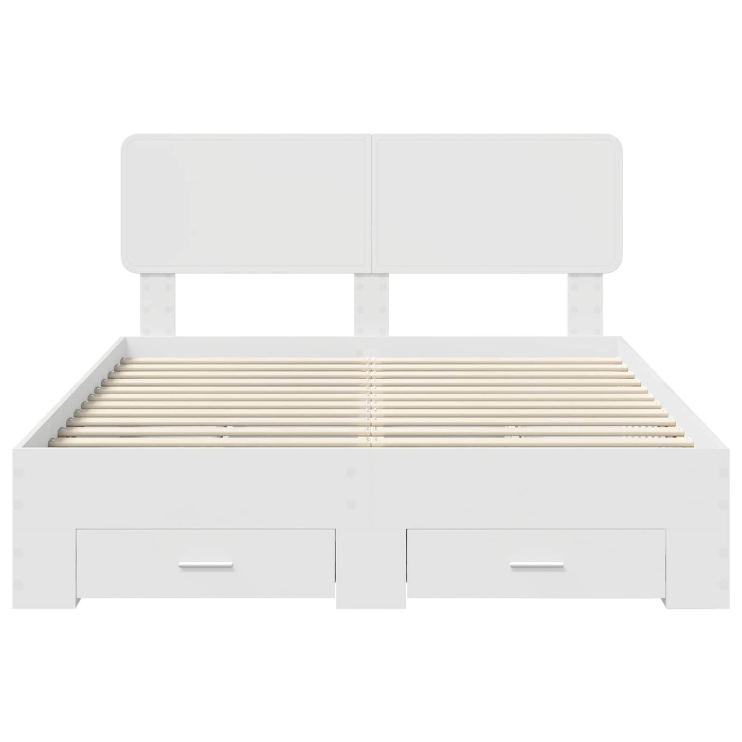 Bedframe met hoofdeinde met lade Wit 160 x 200 cm Bewerkt hout is nu te koop bij PeponiXL, paradijselijk wonen!