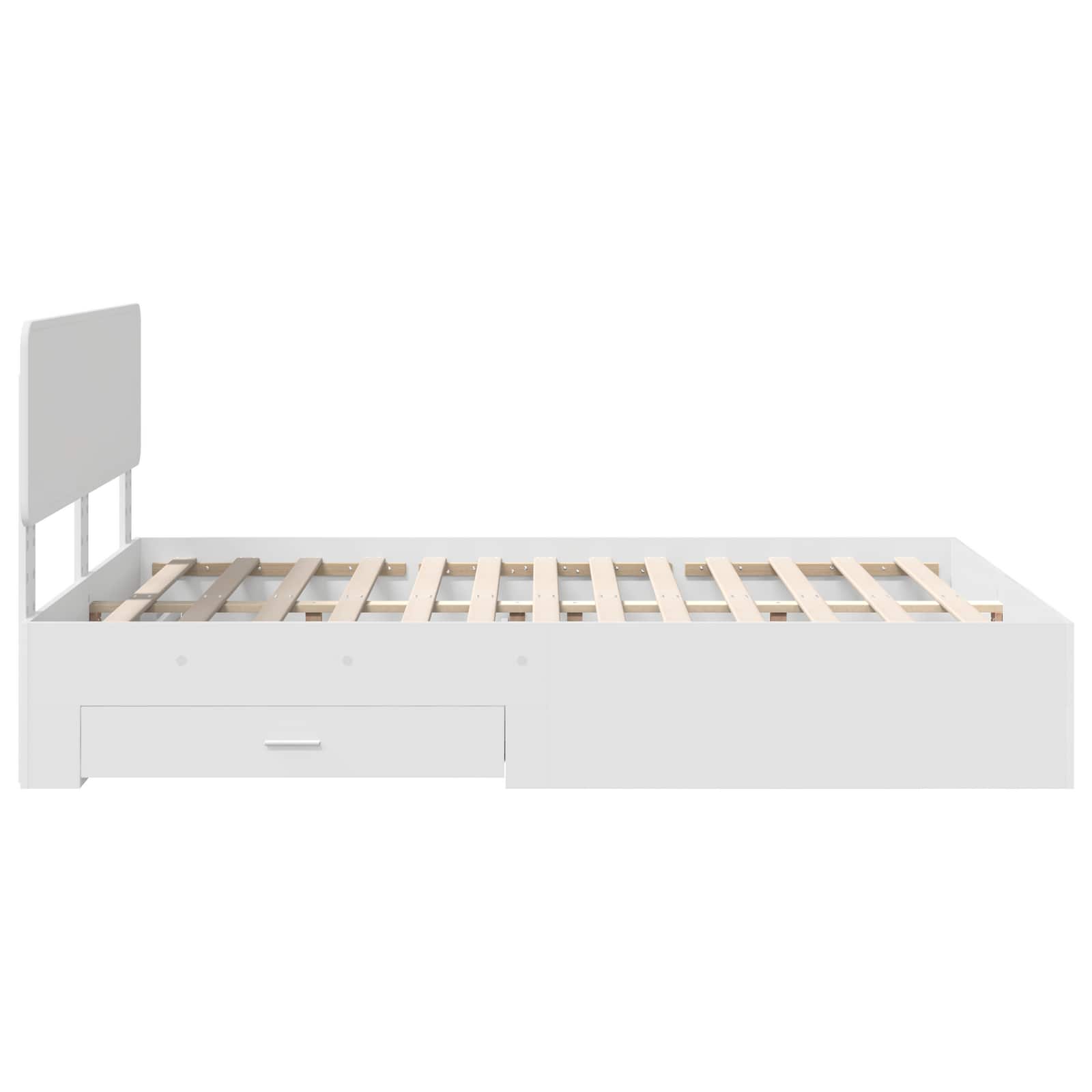 Bedframe met hoofdeinde met lade Wit 160 x 200 cm Bewerkt hout is nu te koop bij PeponiXL, paradijselijk wonen!