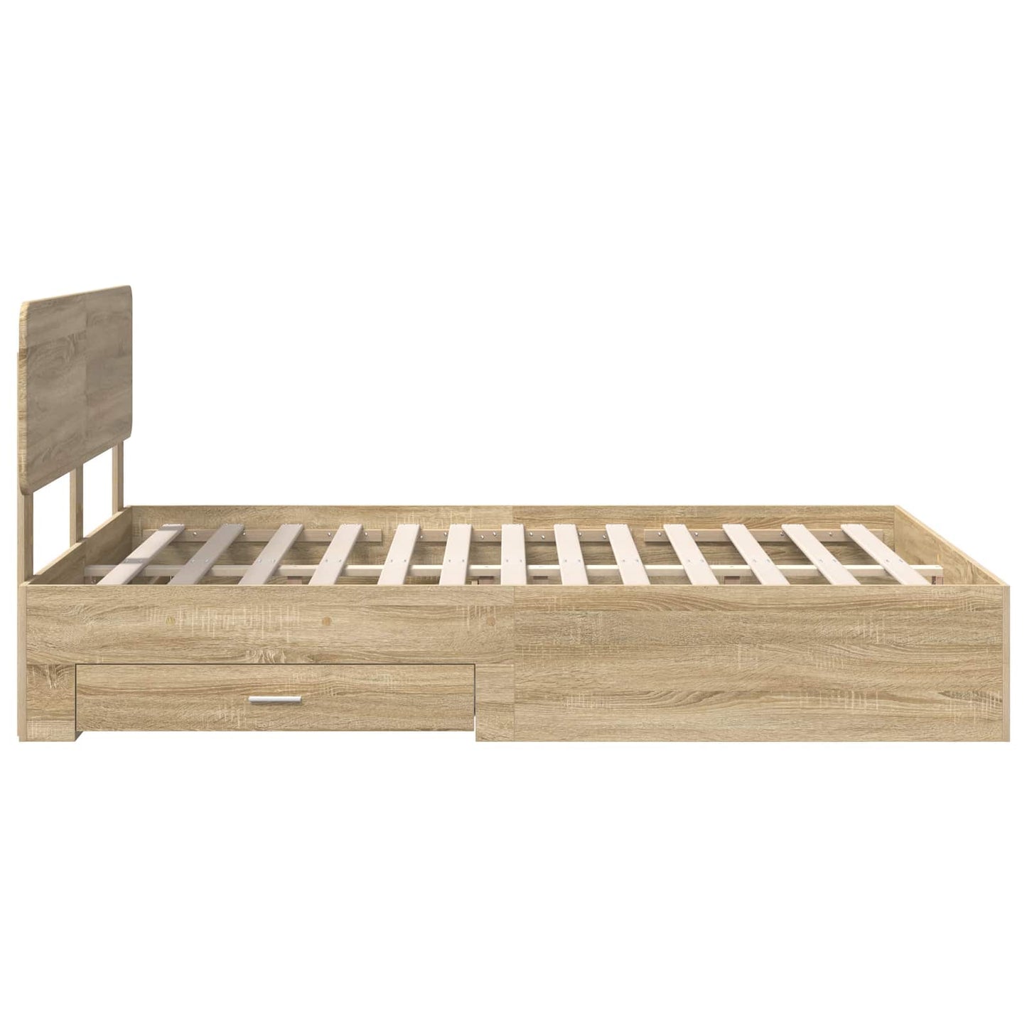 Bedframe met hoofdeinde Sonoma Eiken 150 x 200 cm Bewerkt hout is nu te koop bij PeponiXL, paradijselijk wonen!