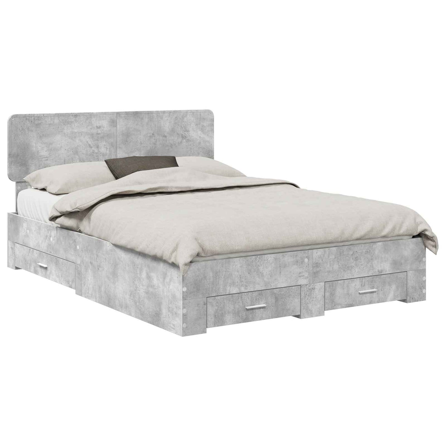 Bedframe met hoofdeinde Beton Grijs 150 x 200 cm Bewerkt hout is nu te koop bij PeponiXL, paradijselijk wonen!