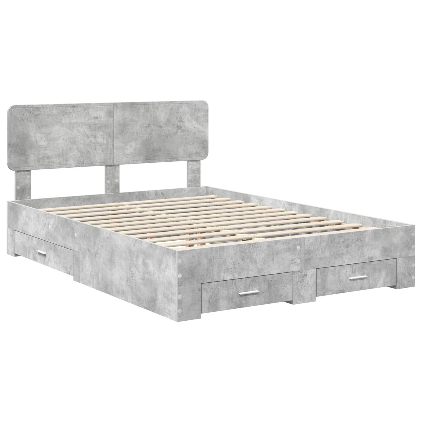 Bedframe met hoofdeinde Beton Grijs 150 x 200 cm Bewerkt hout is nu te koop bij PeponiXL, paradijselijk wonen!