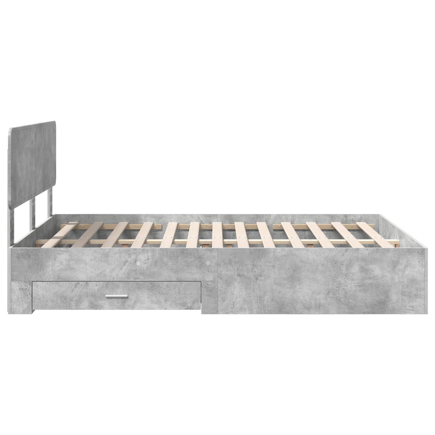 Bedframe met hoofdeinde Beton Grijs 150 x 200 cm Bewerkt hout is nu te koop bij PeponiXL, paradijselijk wonen!
