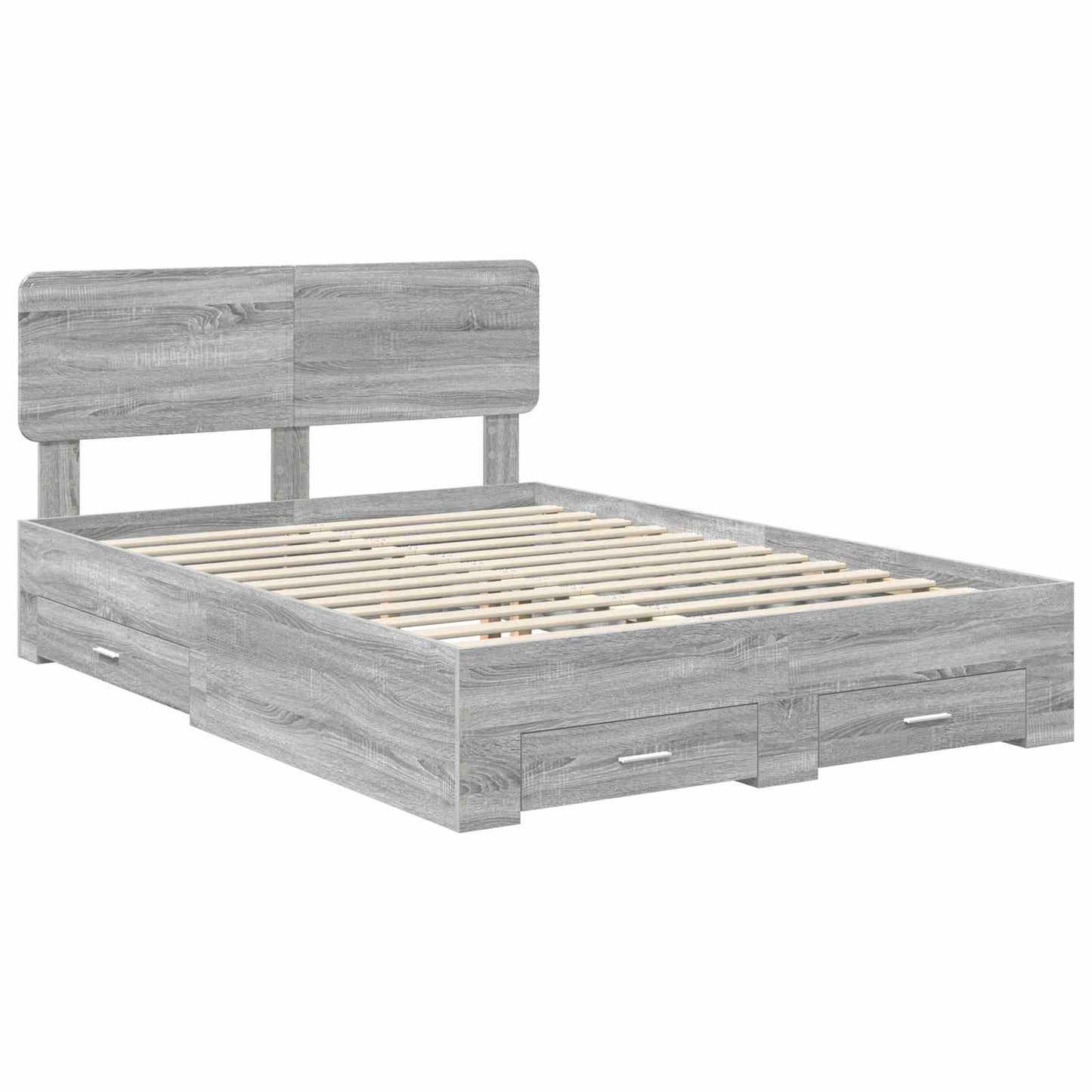 Bedframe met hoofdeinde Grijs Sonoma 150 x 200 cm Bewerkt hout is nu te koop bij PeponiXL, paradijselijk wonen!