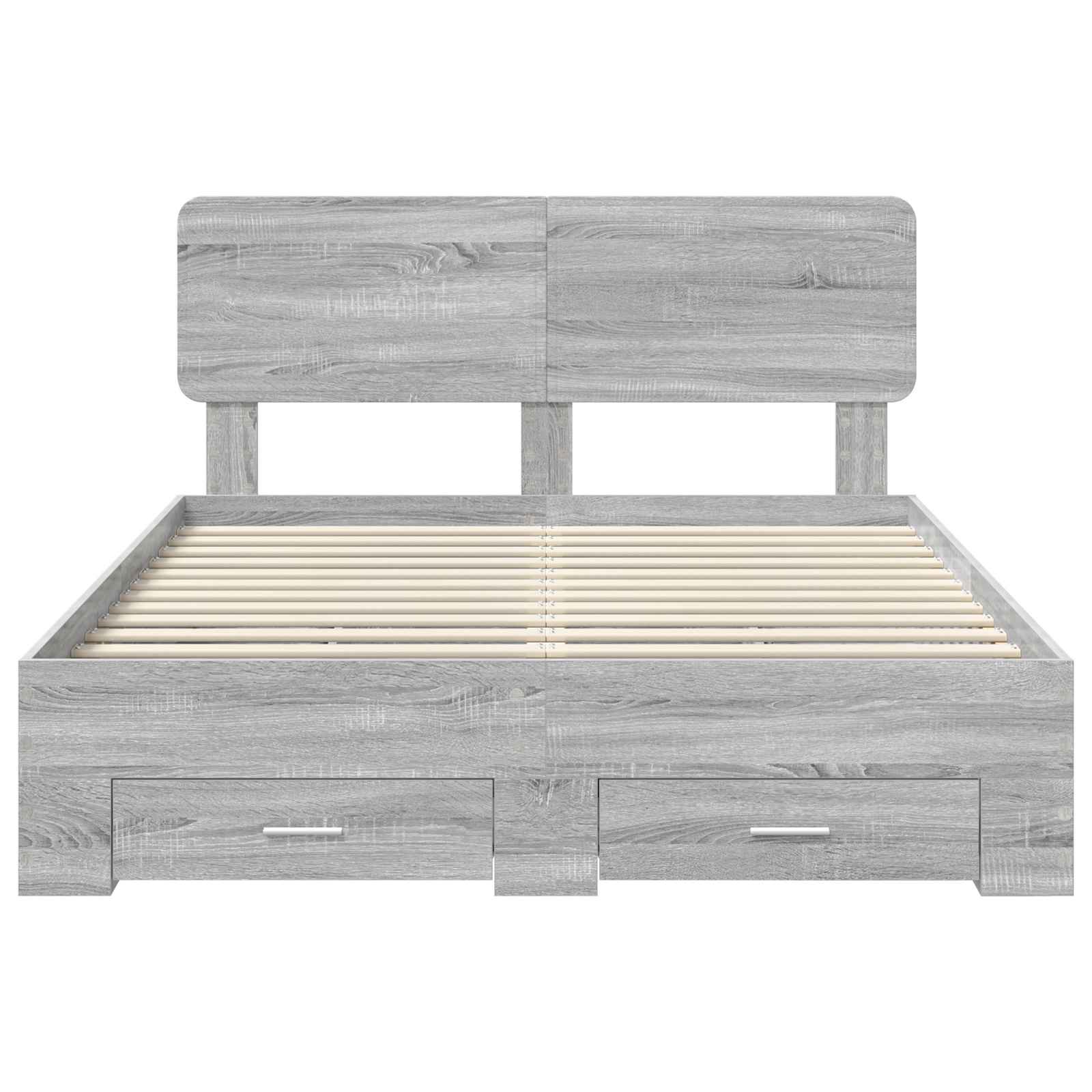 Bedframe met hoofdeinde Grijs Sonoma 150 x 200 cm Bewerkt hout is nu te koop bij PeponiXL, paradijselijk wonen!