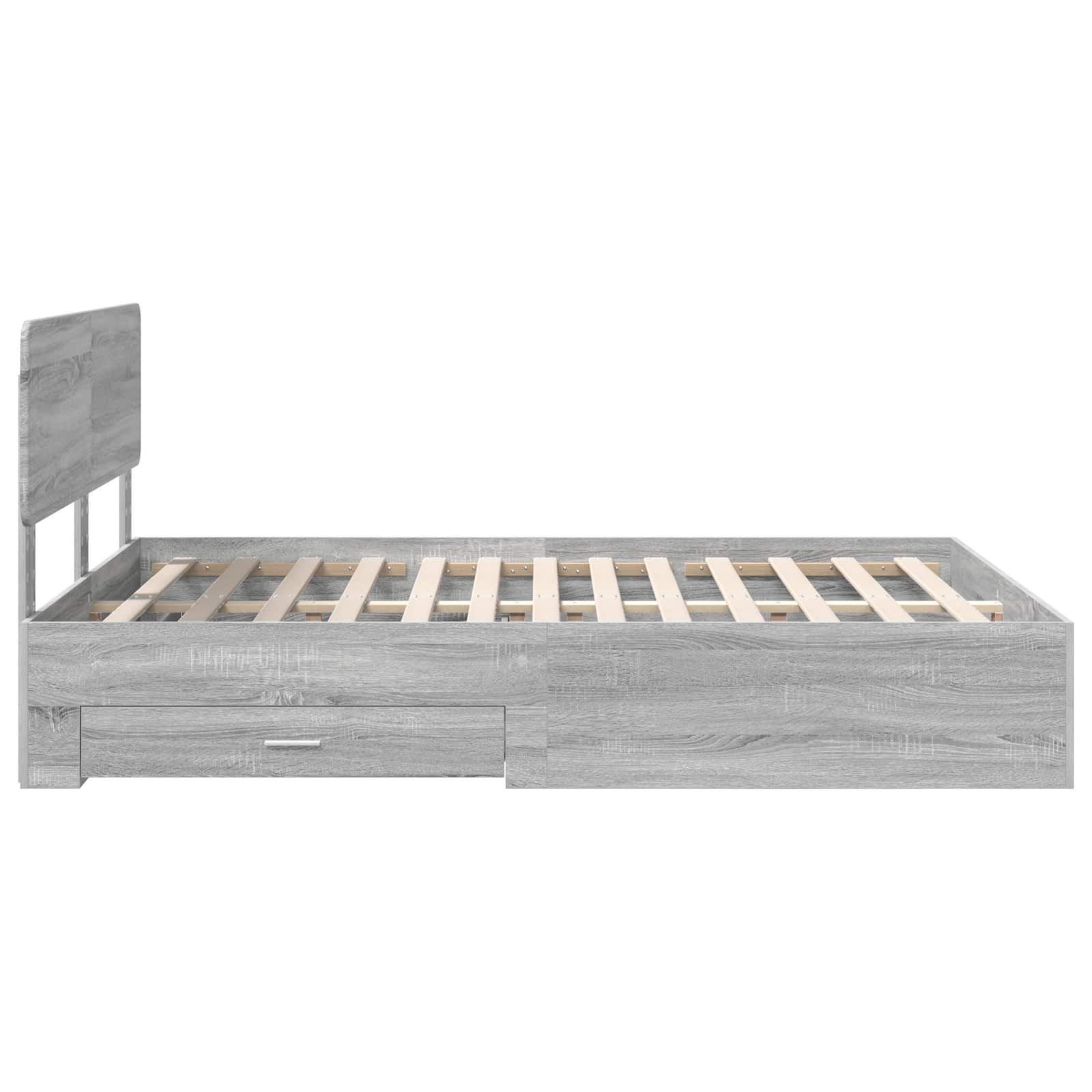 Bedframe met hoofdeinde Grijs Sonoma 150 x 200 cm Bewerkt hout is nu te koop bij PeponiXL, paradijselijk wonen!