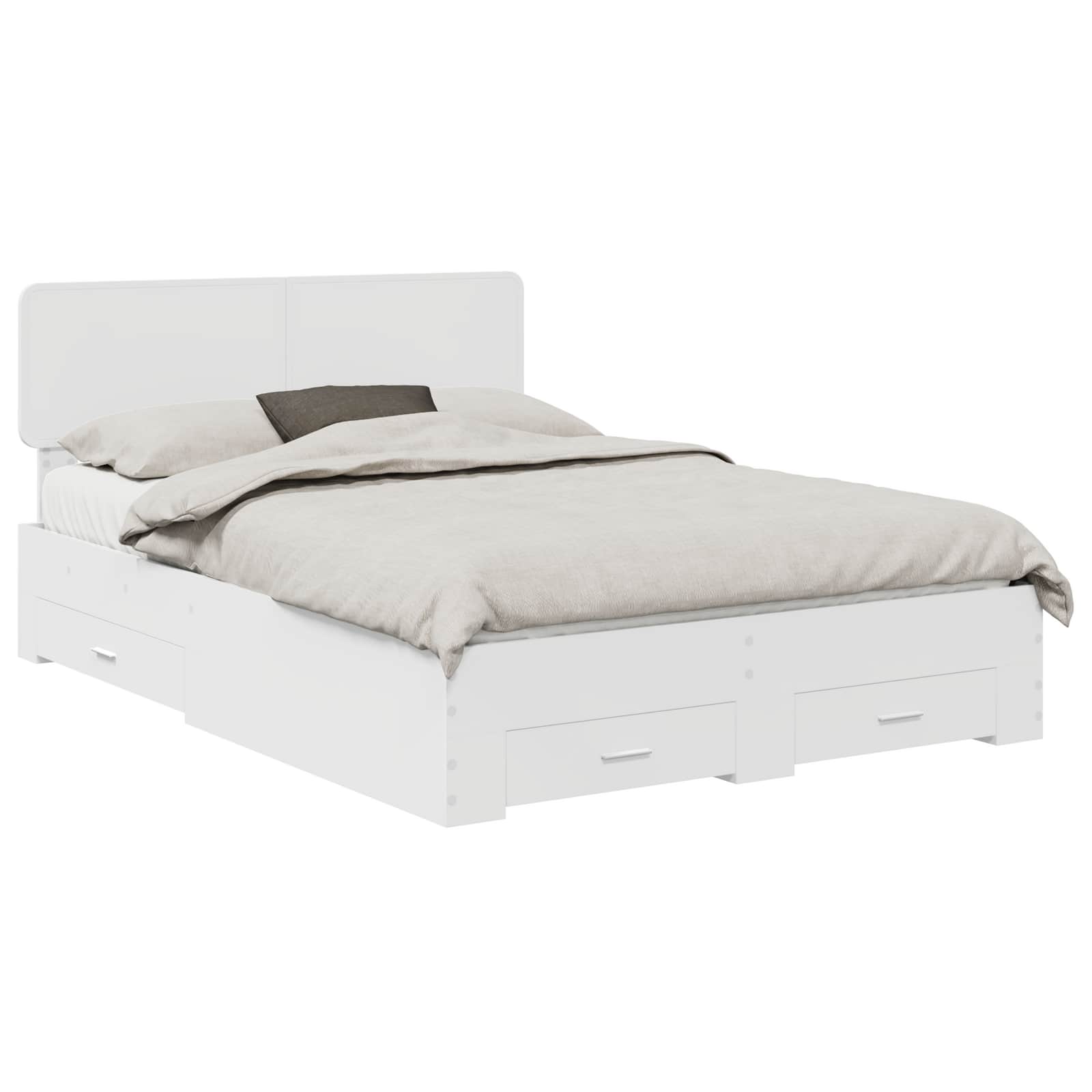 Bedframe met hoofdeinde met lade Wit 140 x 200 cm Bewerkt hout is nu te koop bij PeponiXL, paradijselijk wonen!