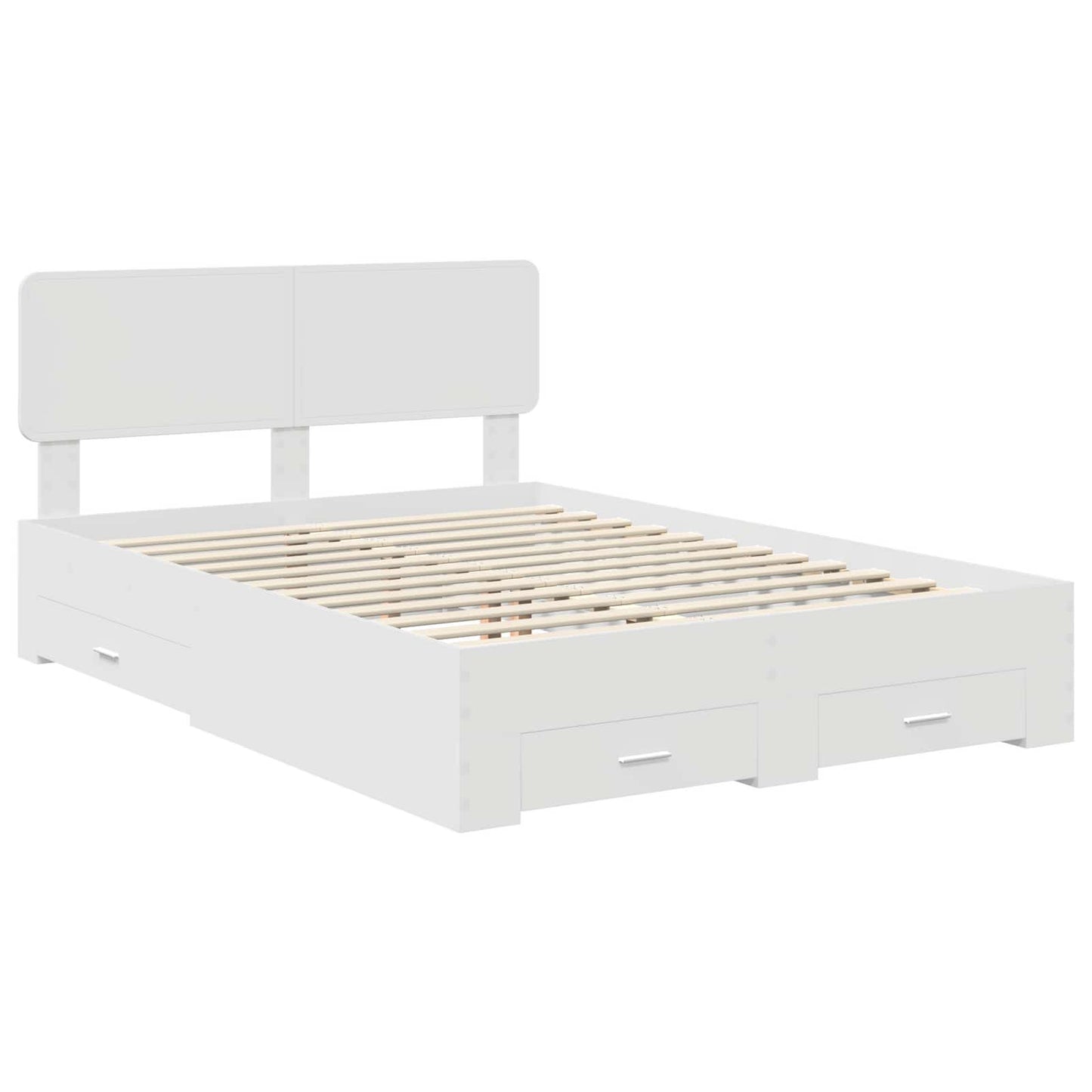 Bedframe met hoofdeinde met lade Wit 140 x 200 cm Bewerkt hout is nu te koop bij PeponiXL, paradijselijk wonen!
