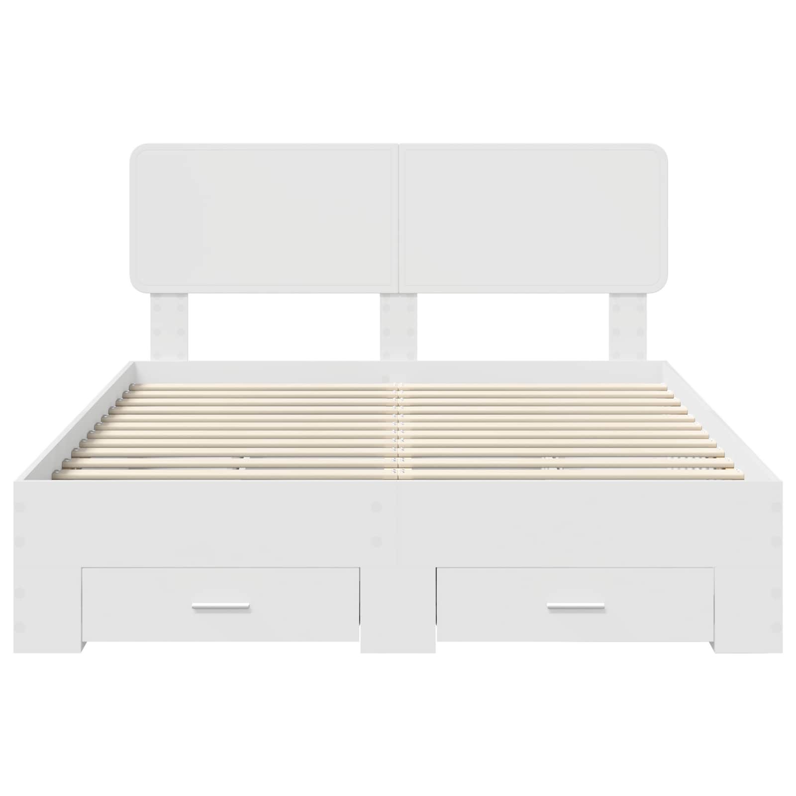 Bedframe met hoofdeinde met lade Wit 140 x 200 cm Bewerkt hout is nu te koop bij PeponiXL, paradijselijk wonen!