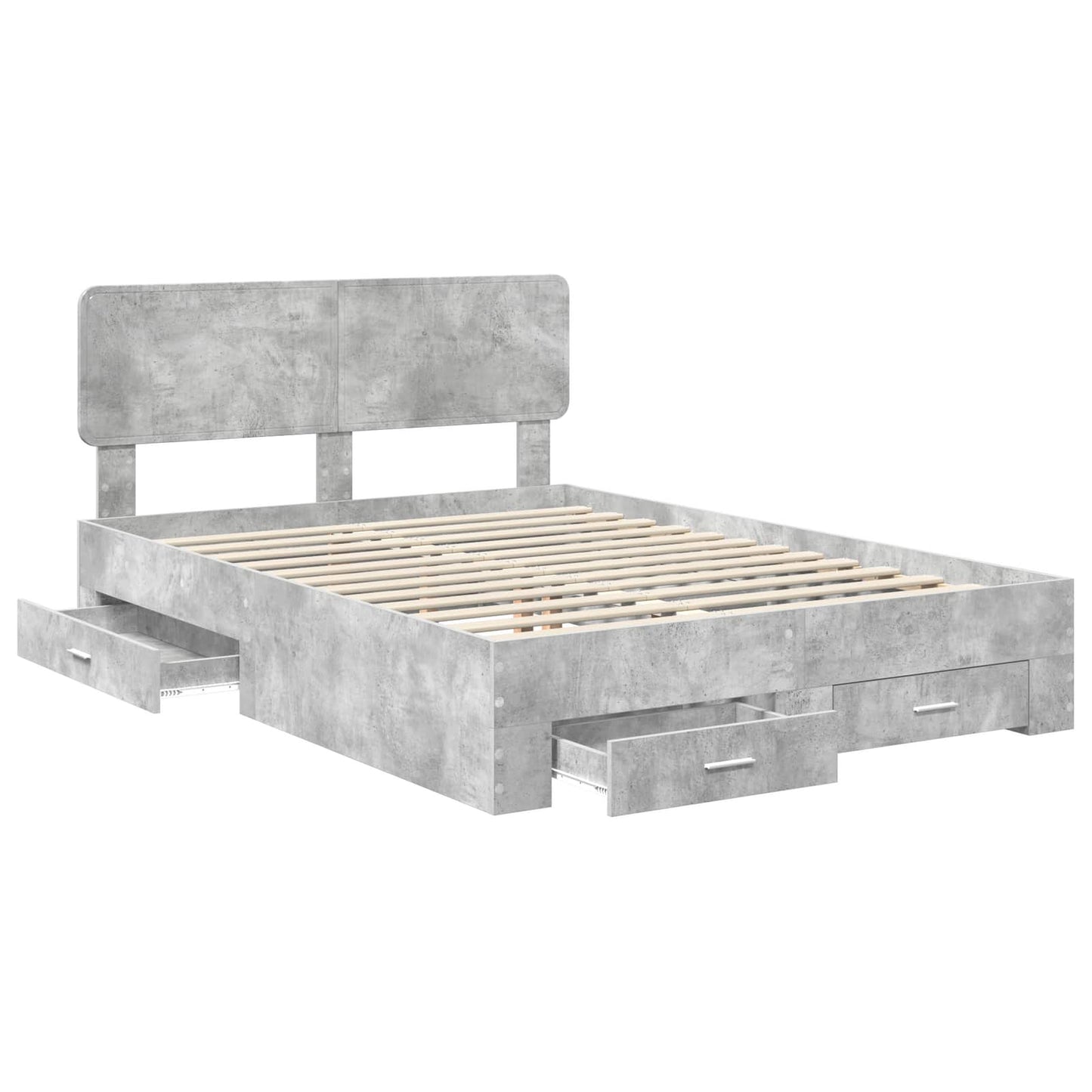 Bedframe met hoofdeinde Beton Grijs 140 x 200 cm Bewerkt hout is nu te koop bij PeponiXL, paradijselijk wonen!