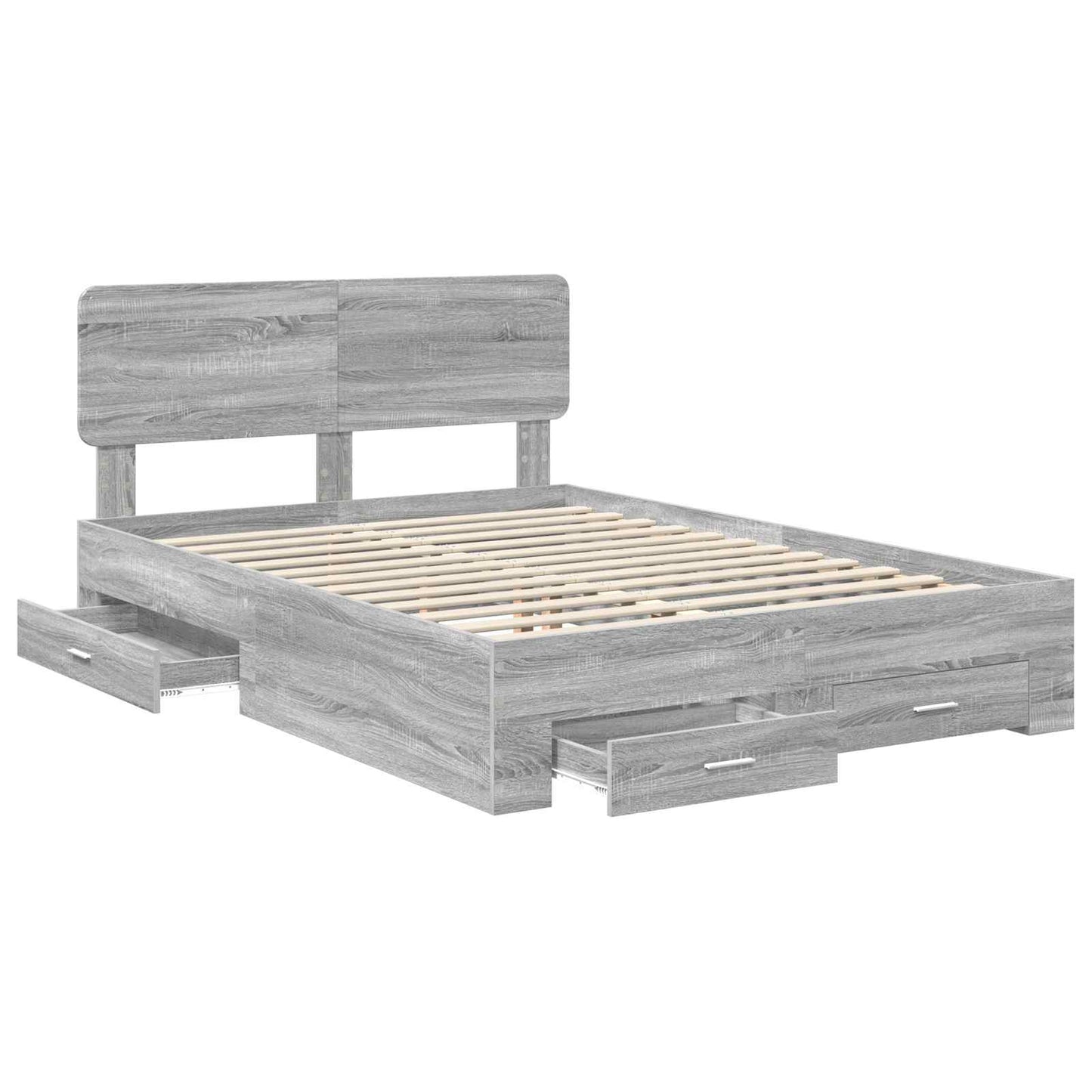 Bedframe met hoofdeinde Grijs Sonoma 140 x 200 cm Bewerkt hout is nu te koop bij PeponiXL, paradijselijk wonen!